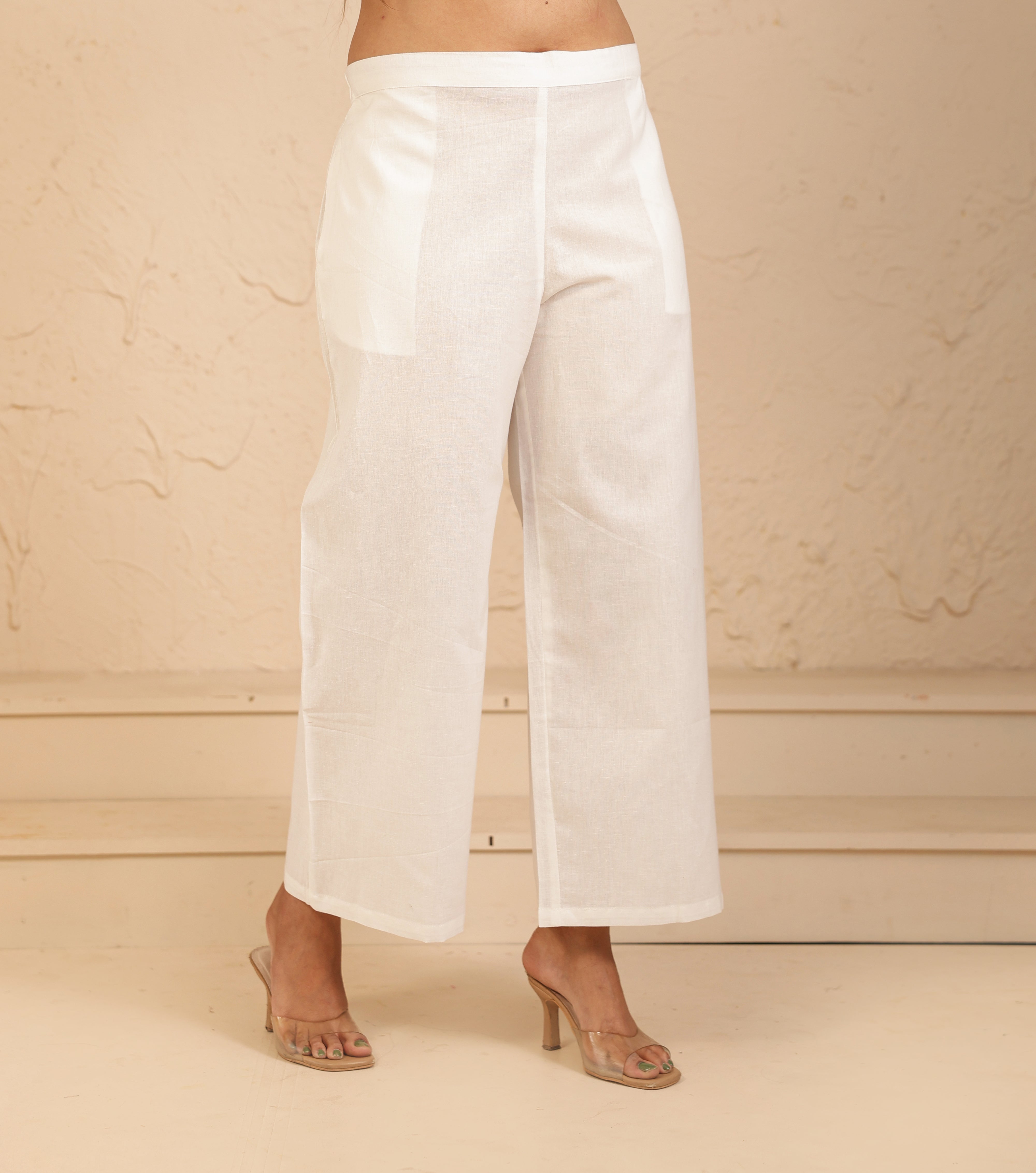 White Airy Linen Wide Leg Pant