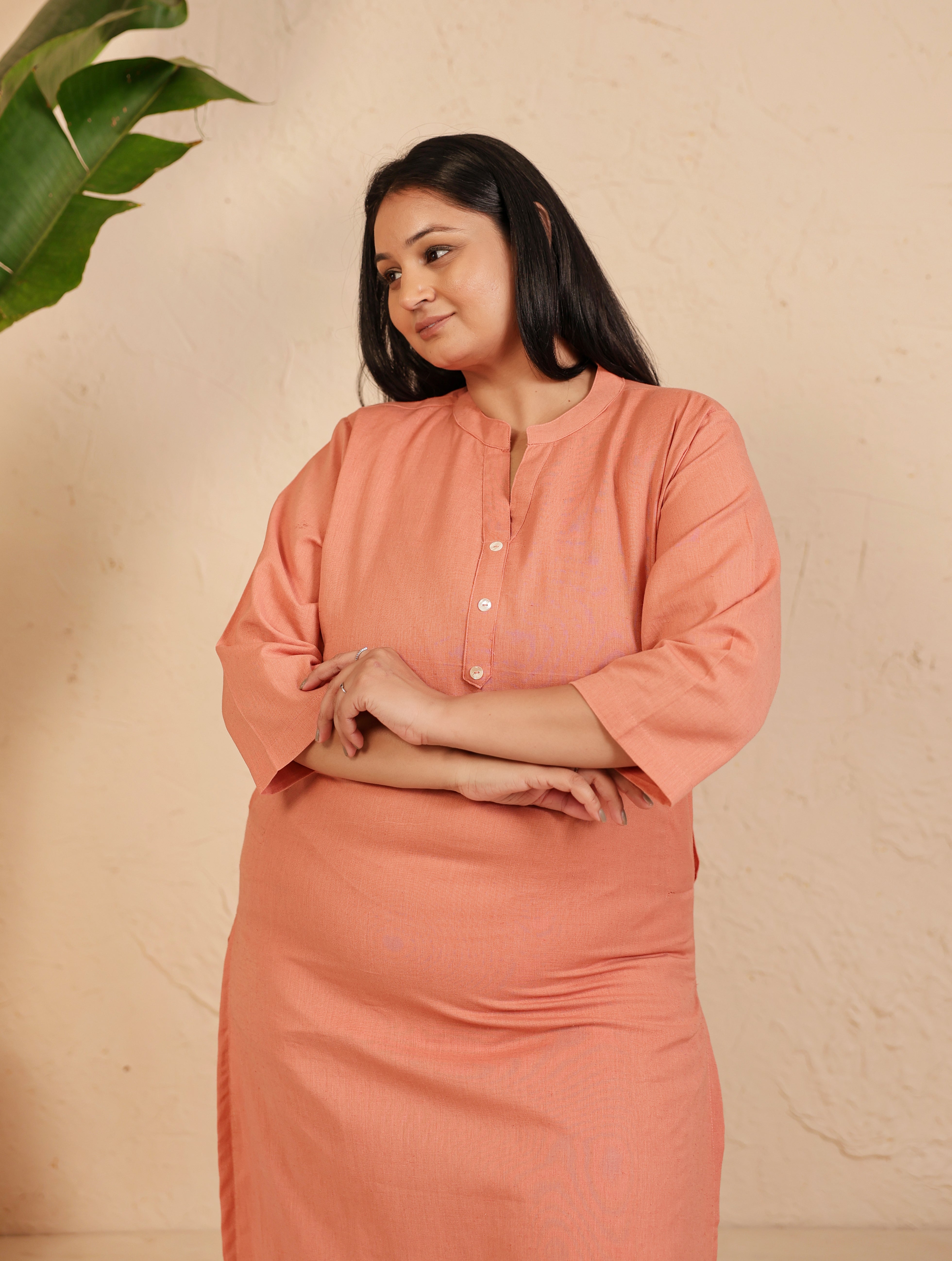 Rose Taupe Airy Linen Long Kurta Co-ord Set