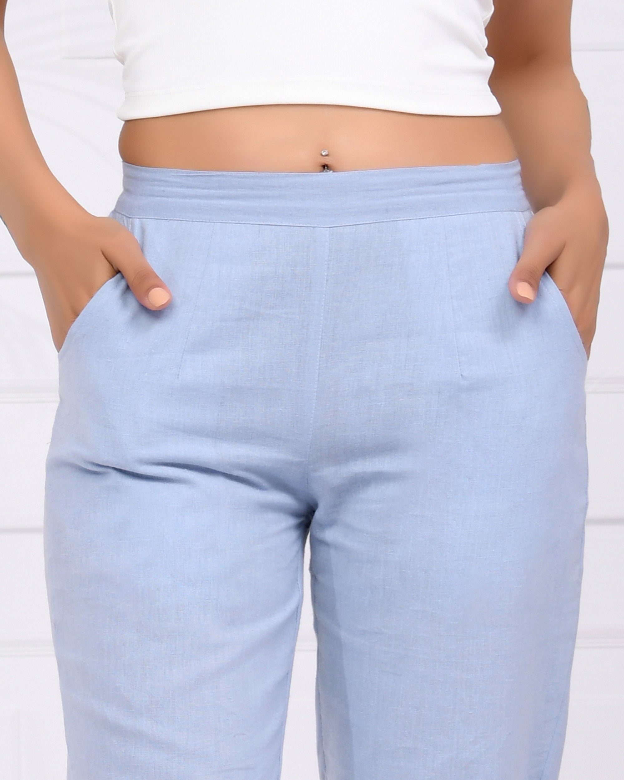 Sky Blue Airy Linen Pants
