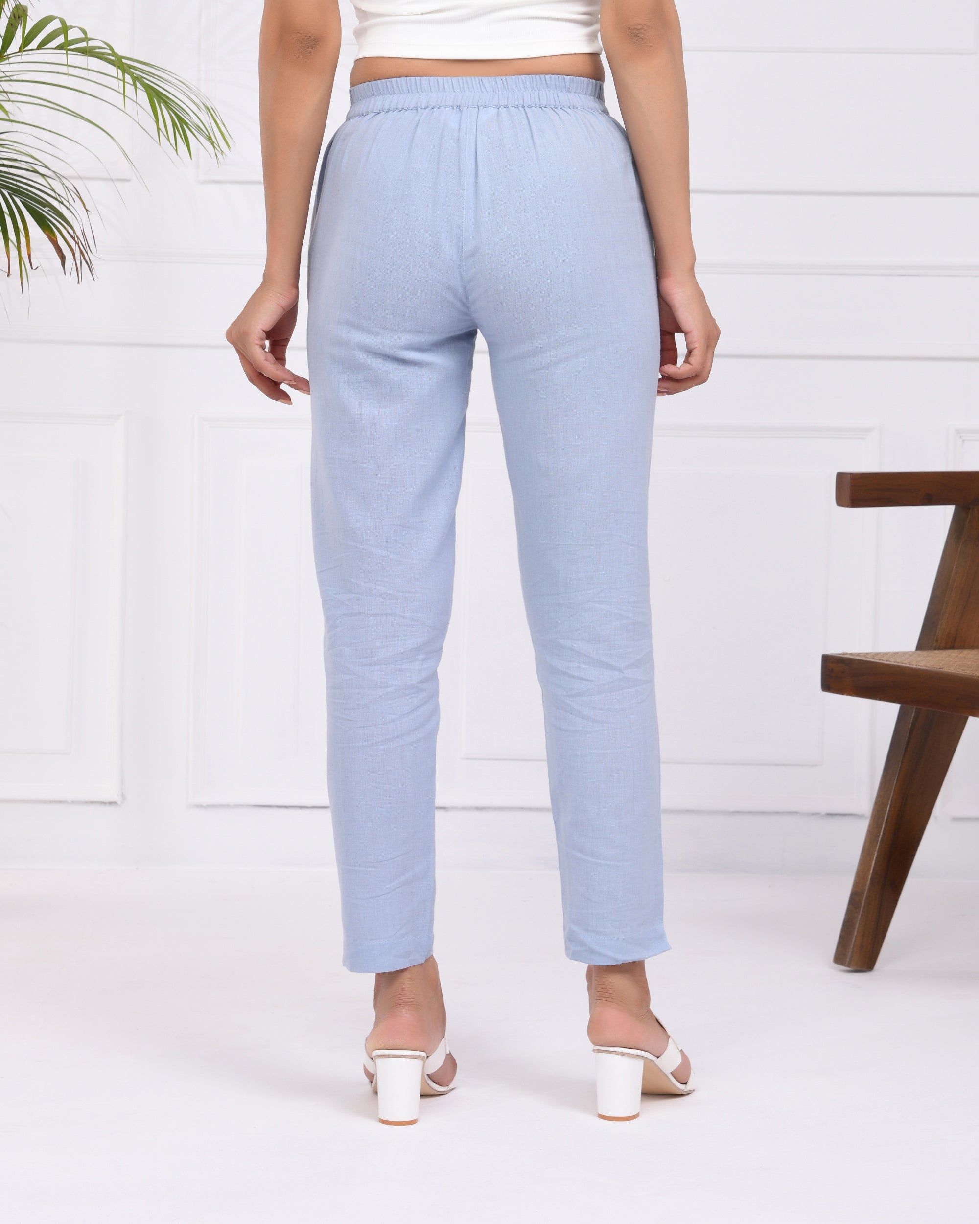 Sky Blue Airy Linen Pants
