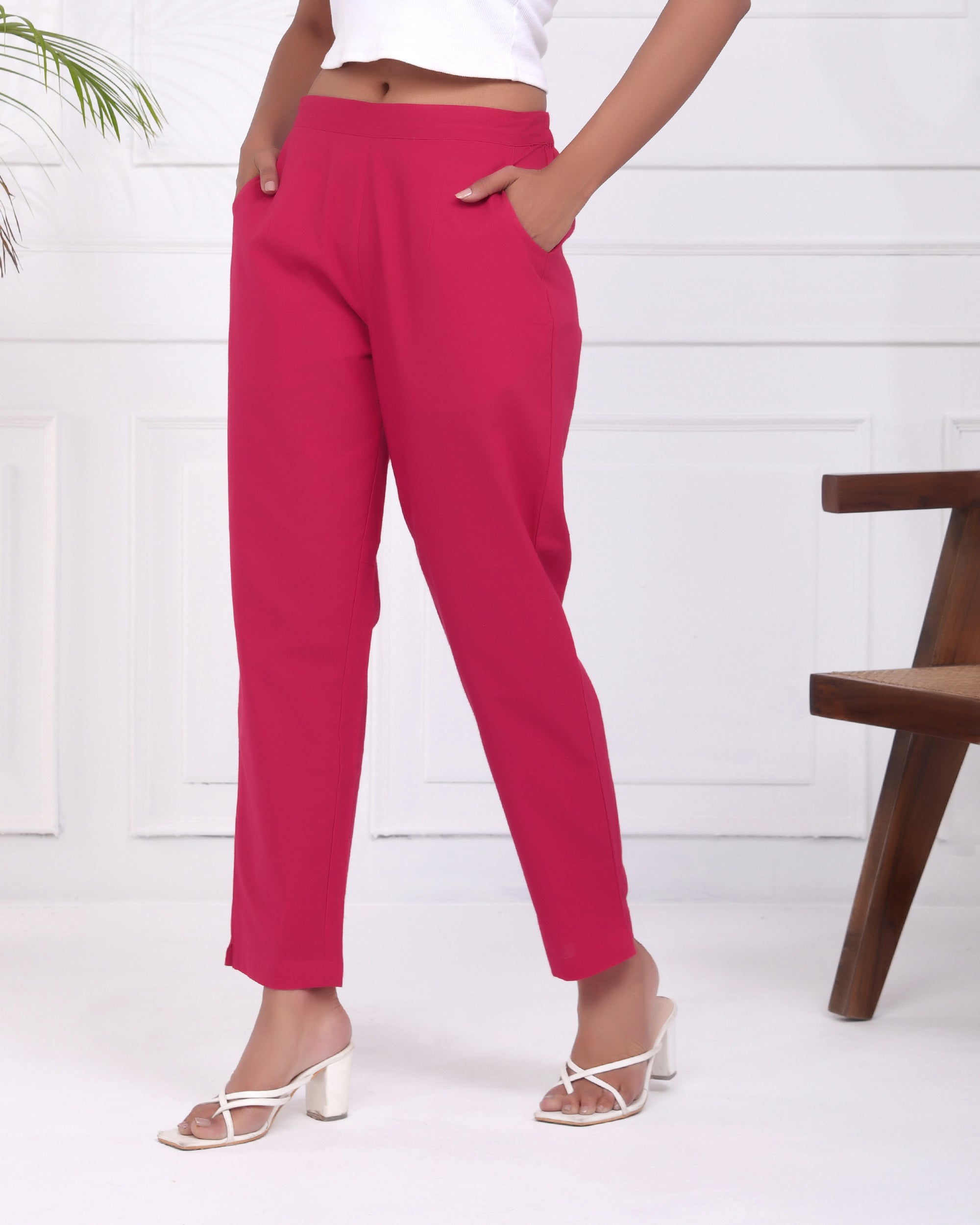 Fushia Pink Cotton Pants