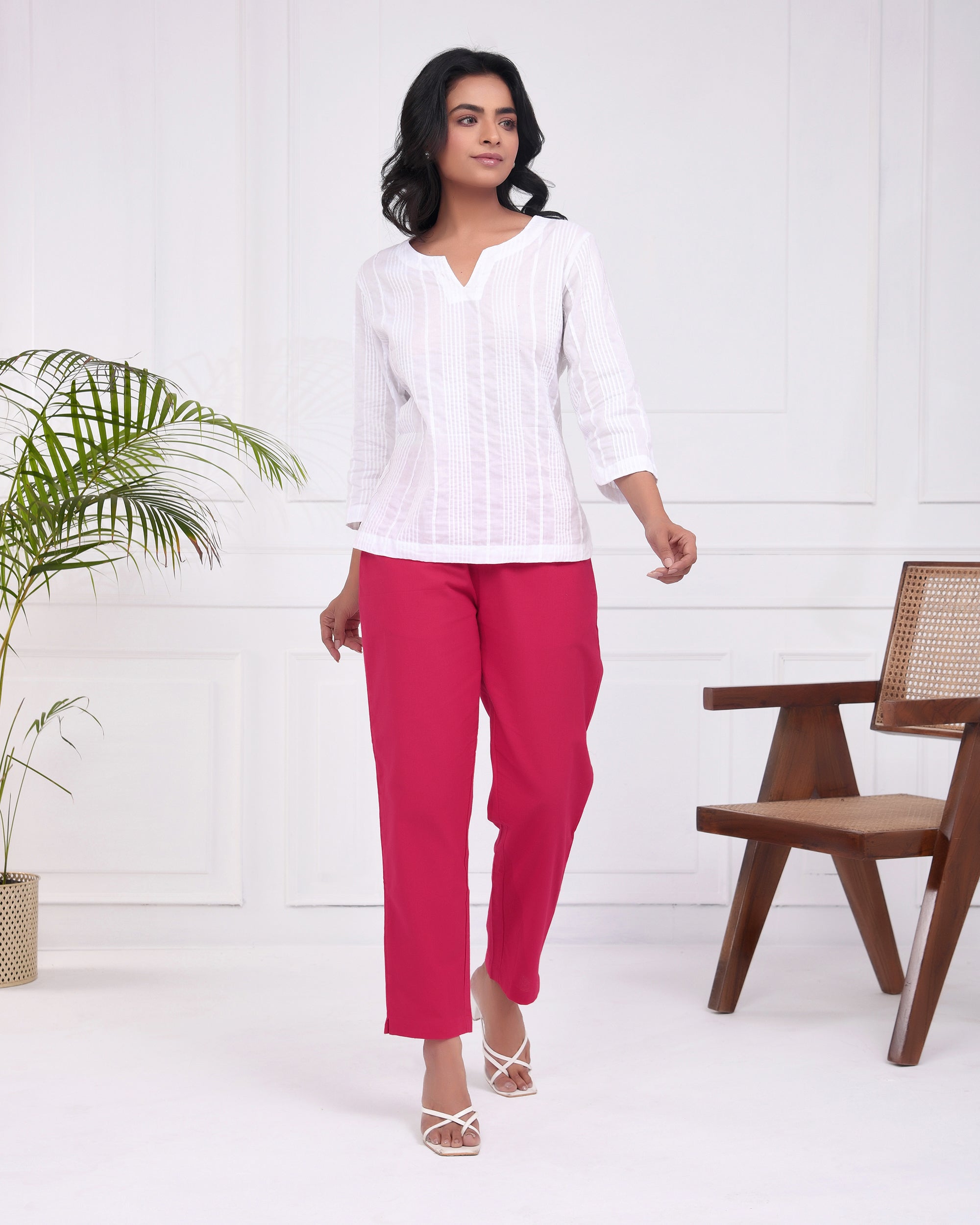 Fushia Pink Cotton Pants