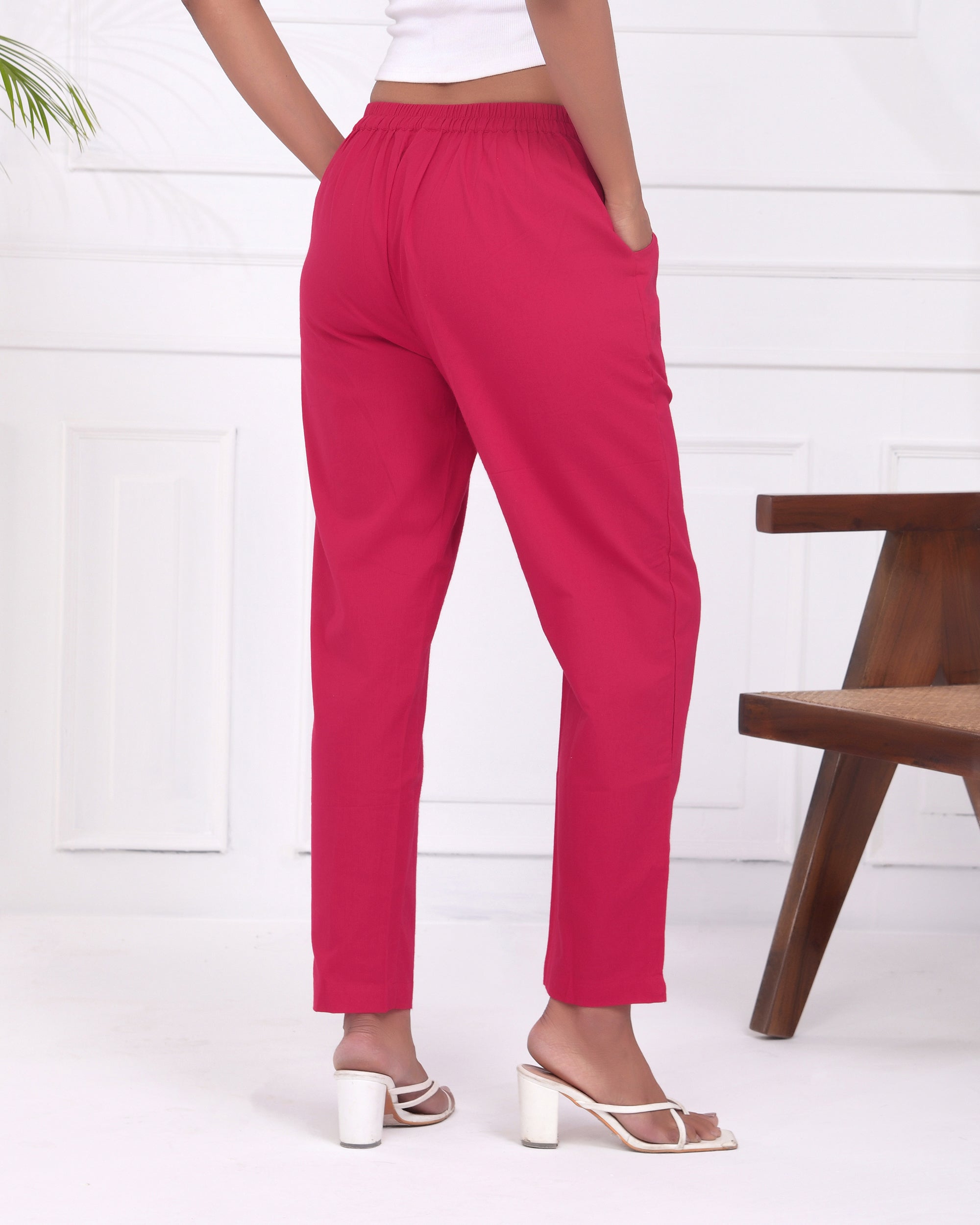 Fushia Pink Cotton Pants