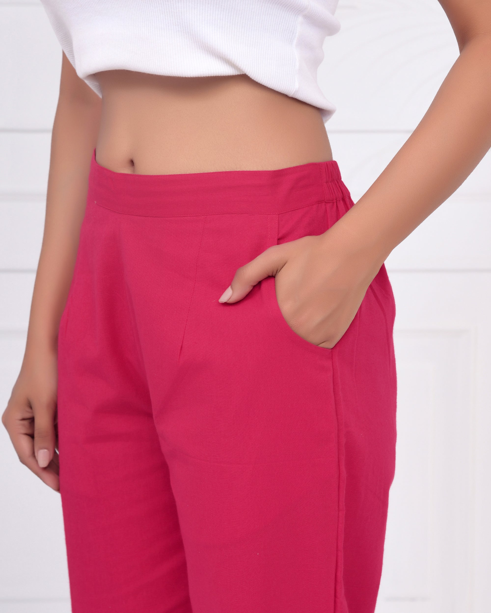 Fushia Pink Cotton Pants
