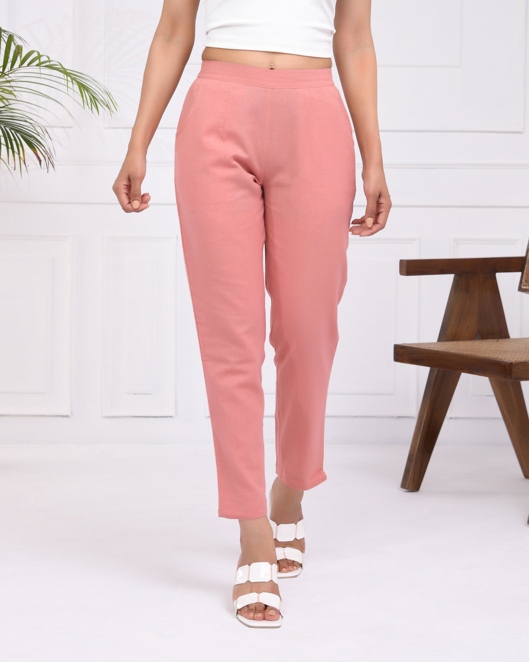 Rose Taupe Airy Linen Pant