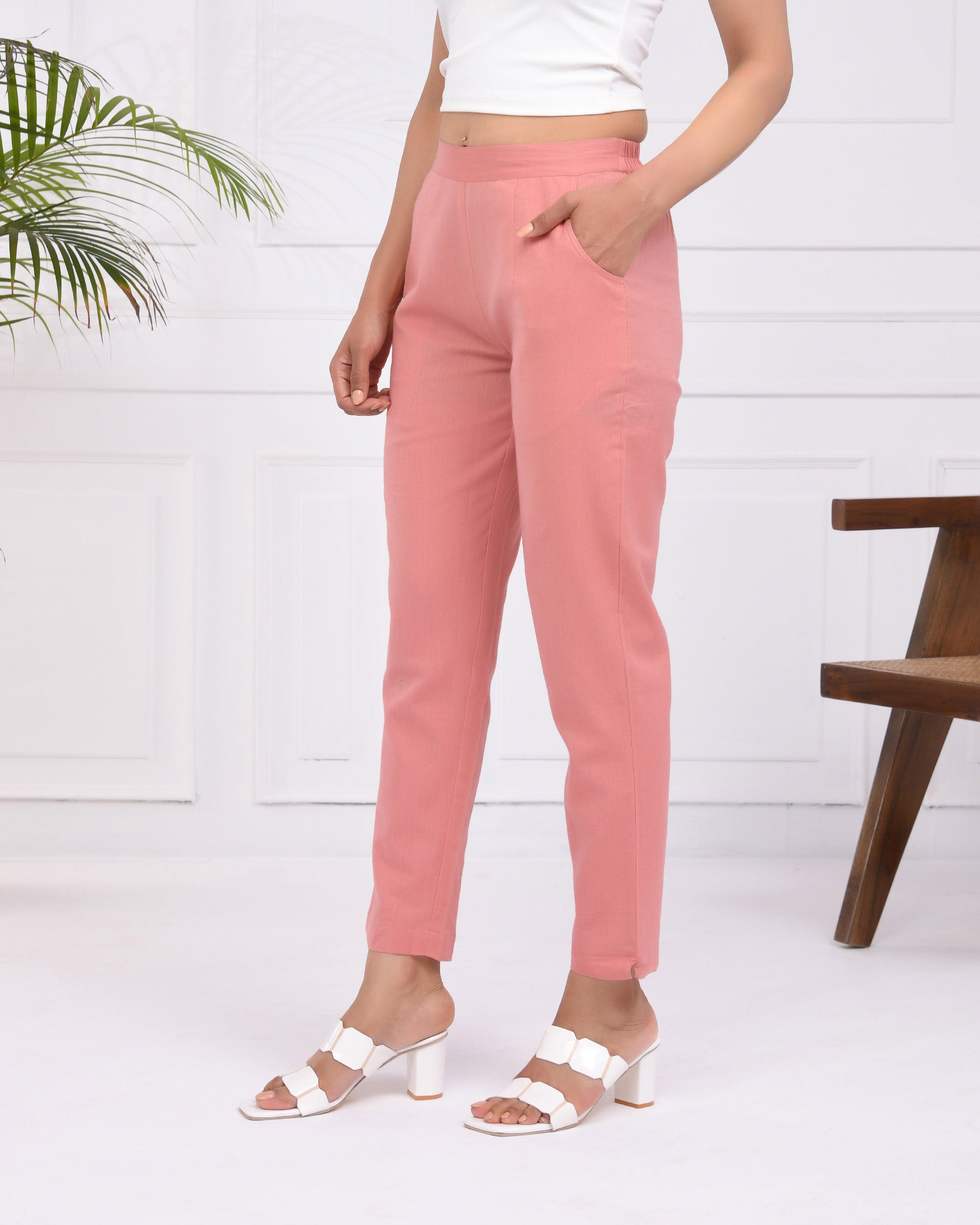 Rose Taupe Airy Linen Pant