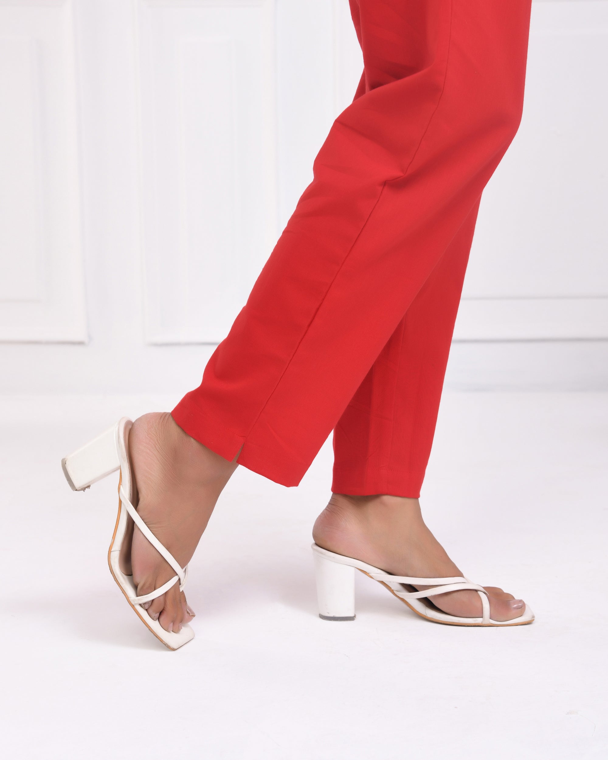 Fiery Red Cotton Pants