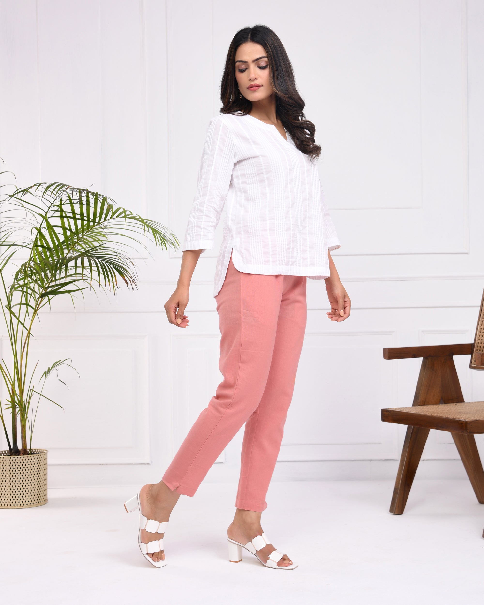 Rose Taupe Airy Linen Pant