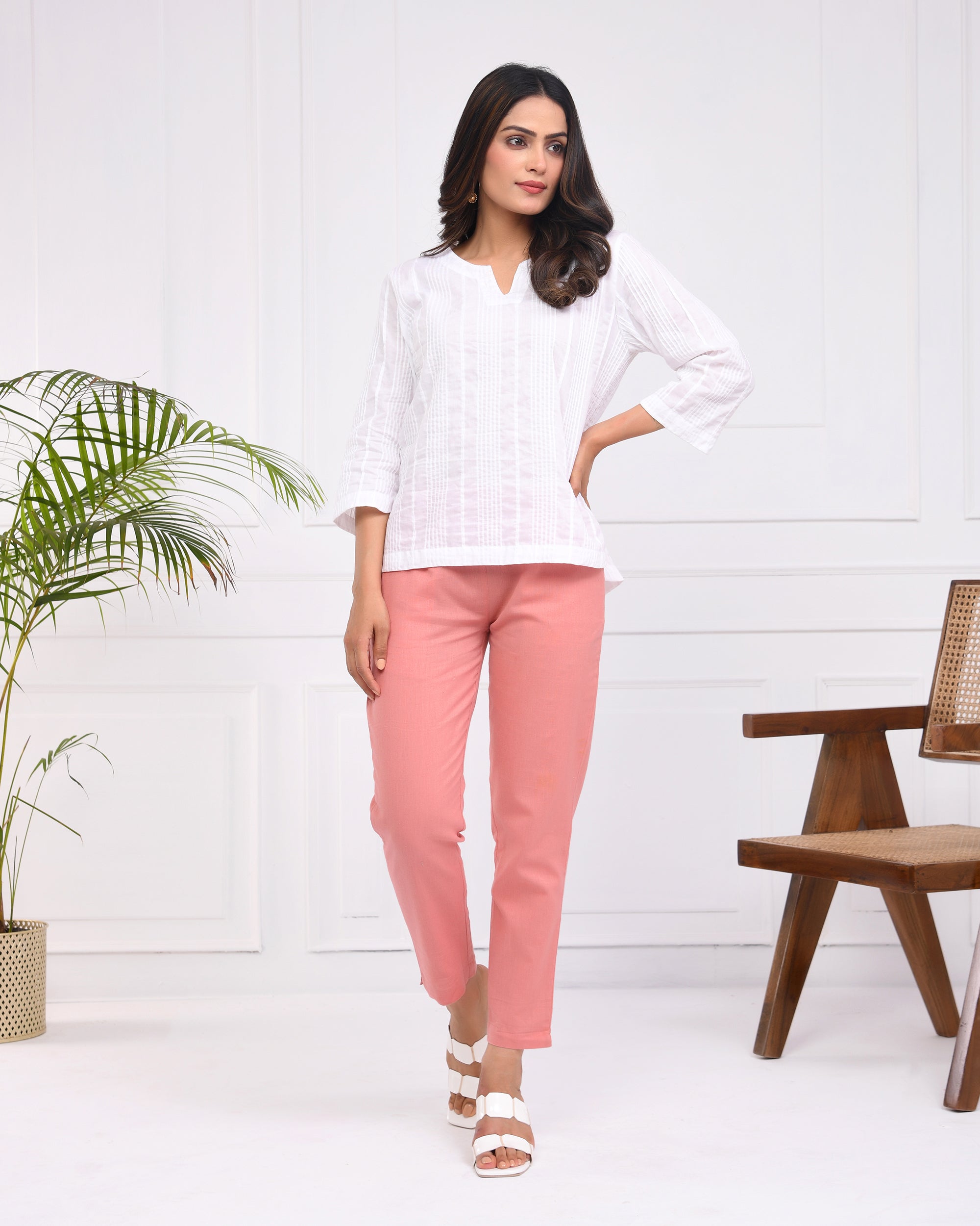 Rose Taupe Airy Linen Pant