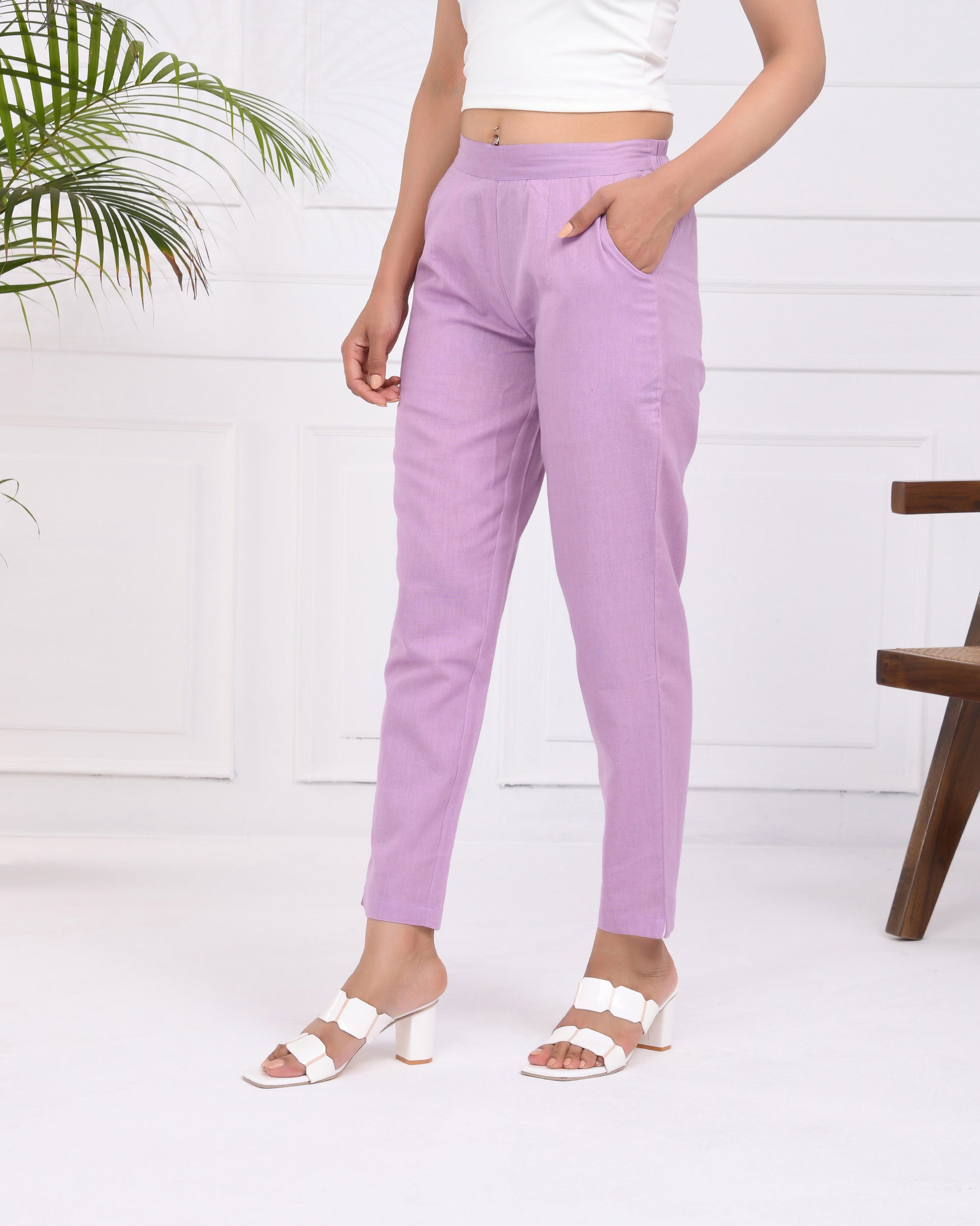 Lilac Airy Linen Pants