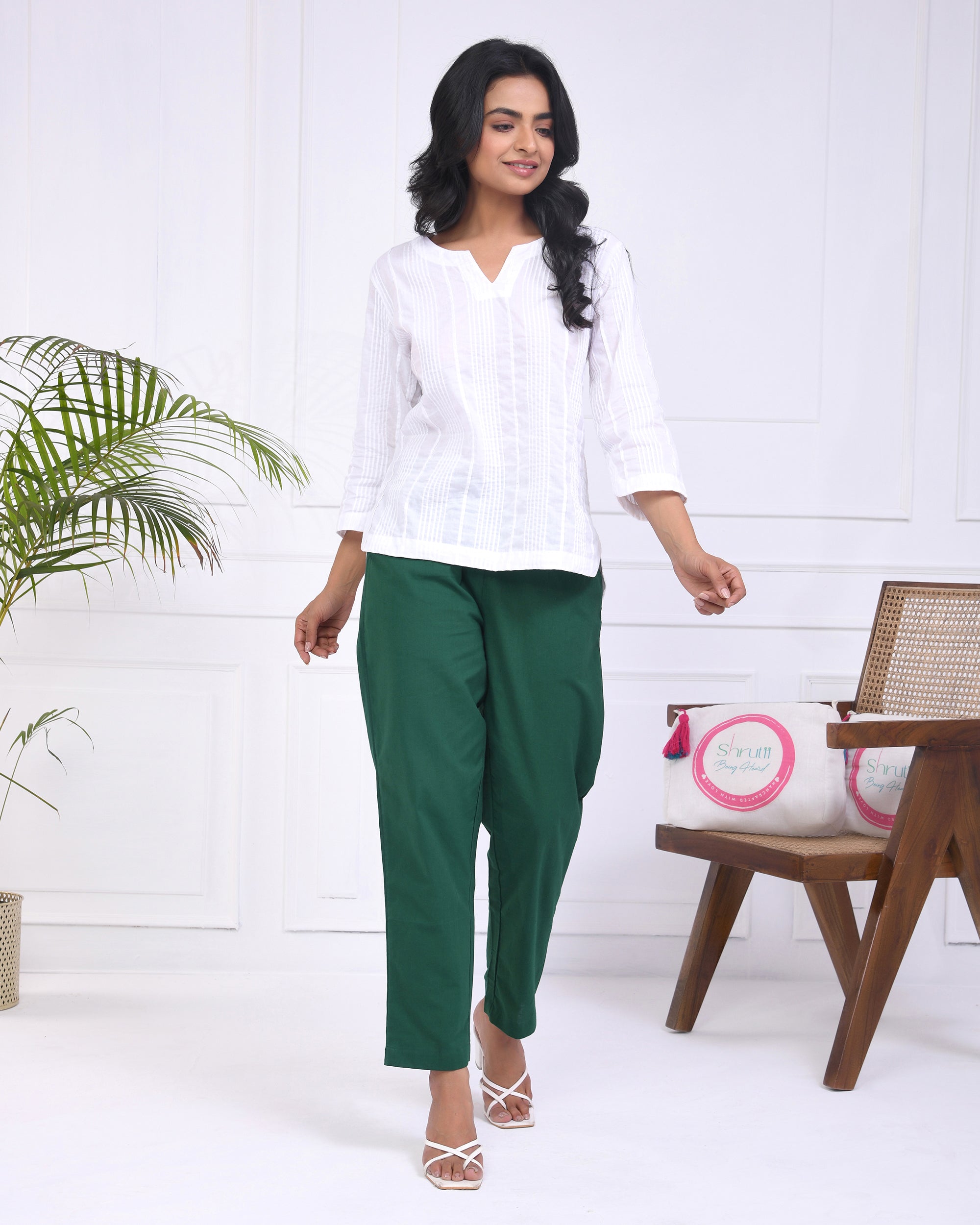 Bottle Green Cotton Pants