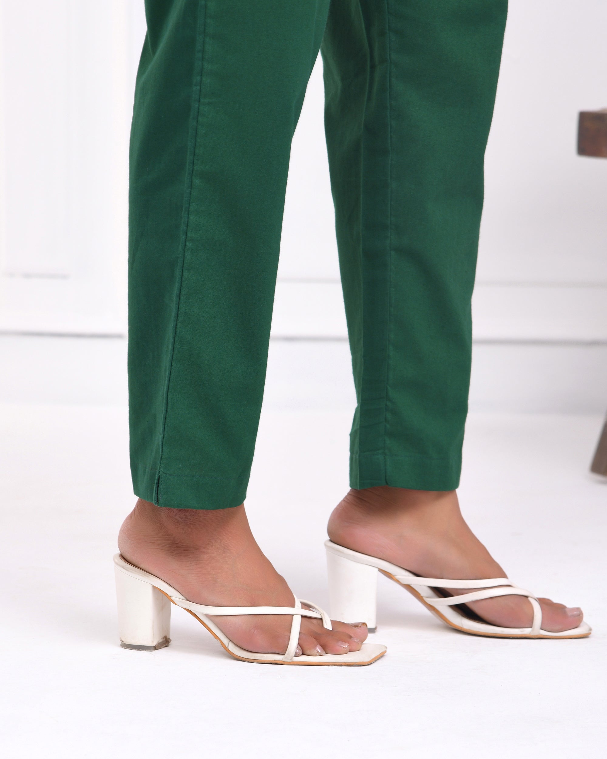 Bottle Green Cotton Pants
