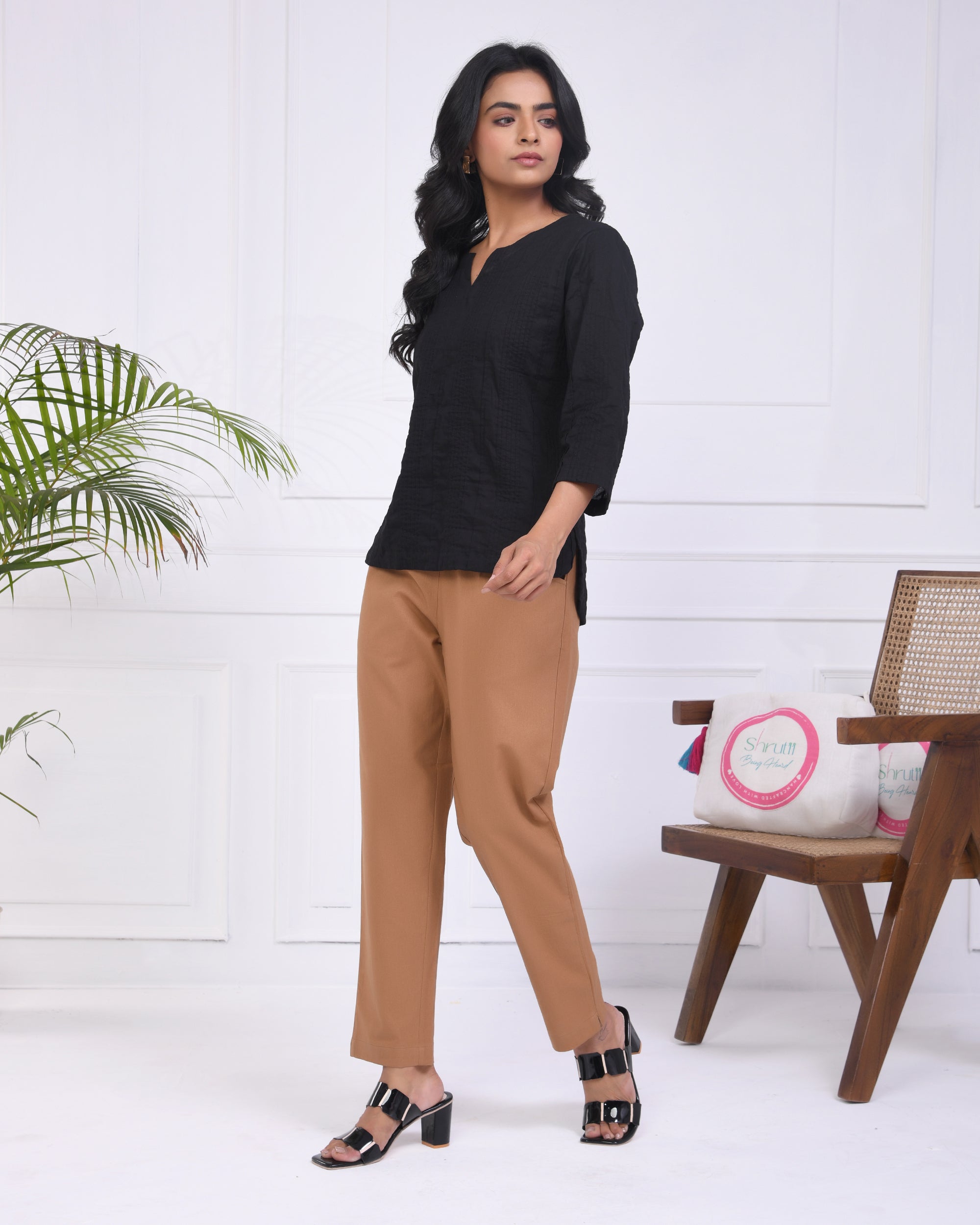 Camel Brown Cotton Pants