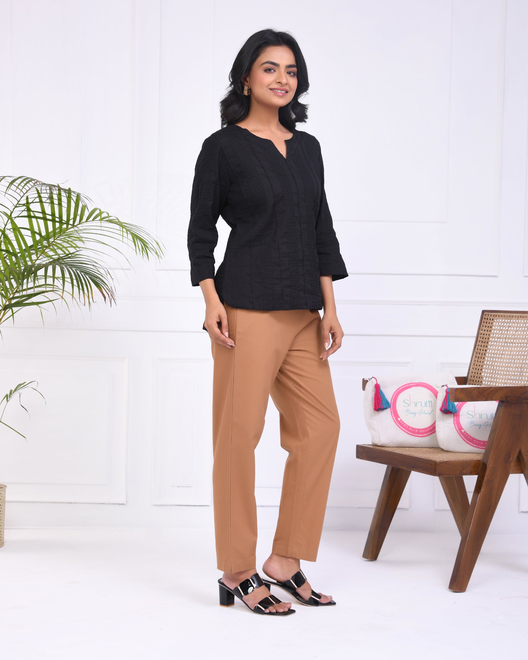 Camel Brown Cotton Pants