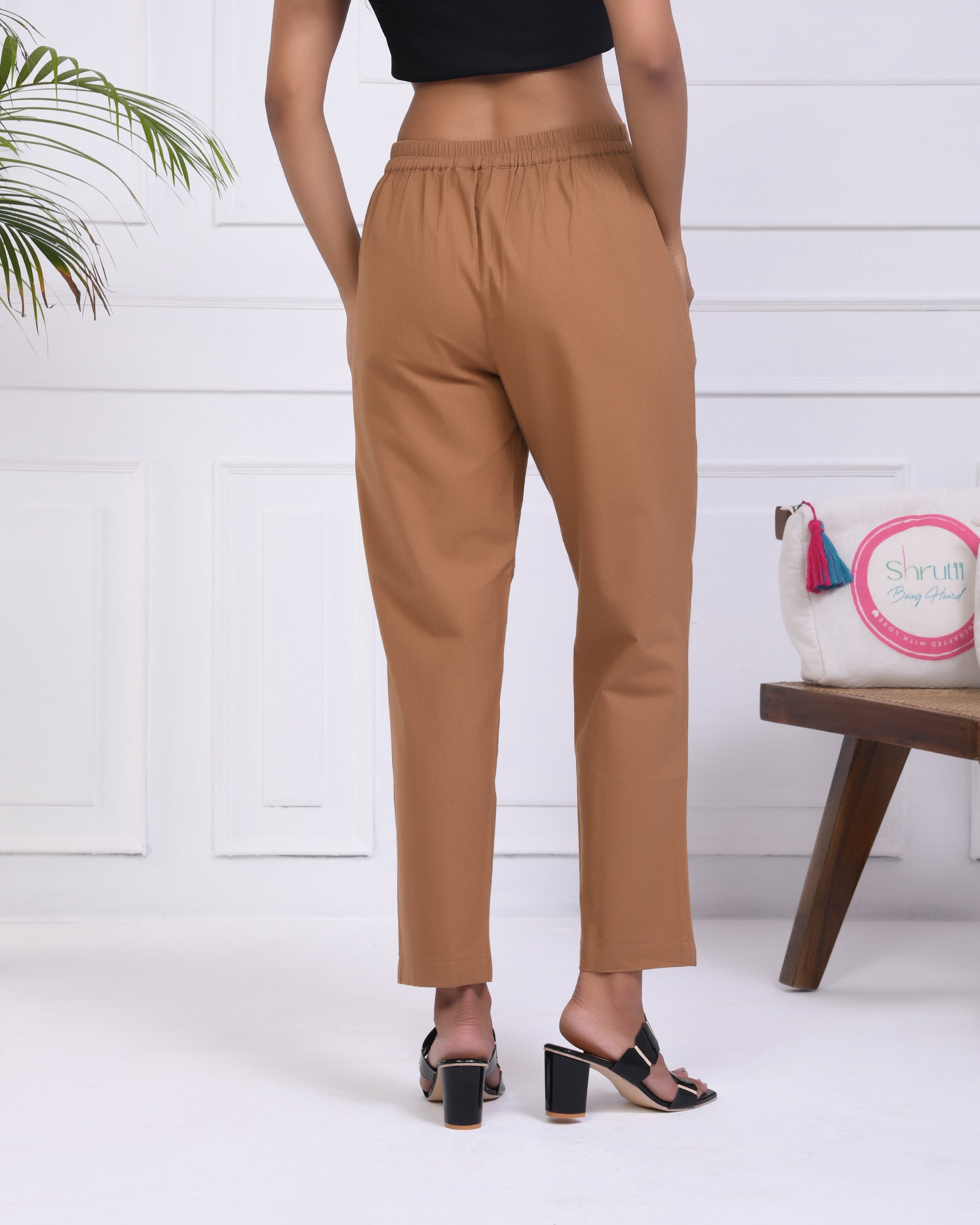 Camel Brown Cotton Pants