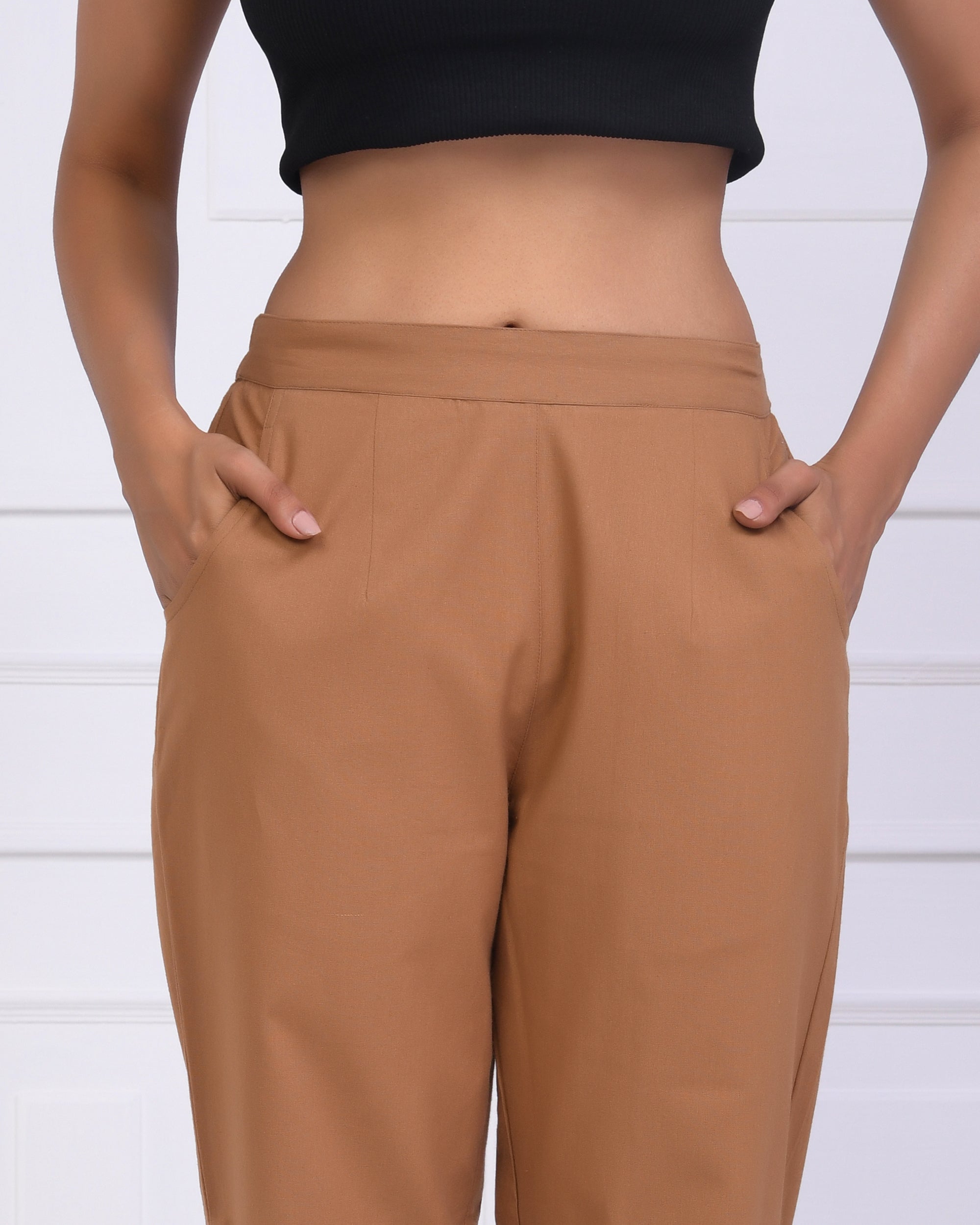 Camel Brown Cotton Pants