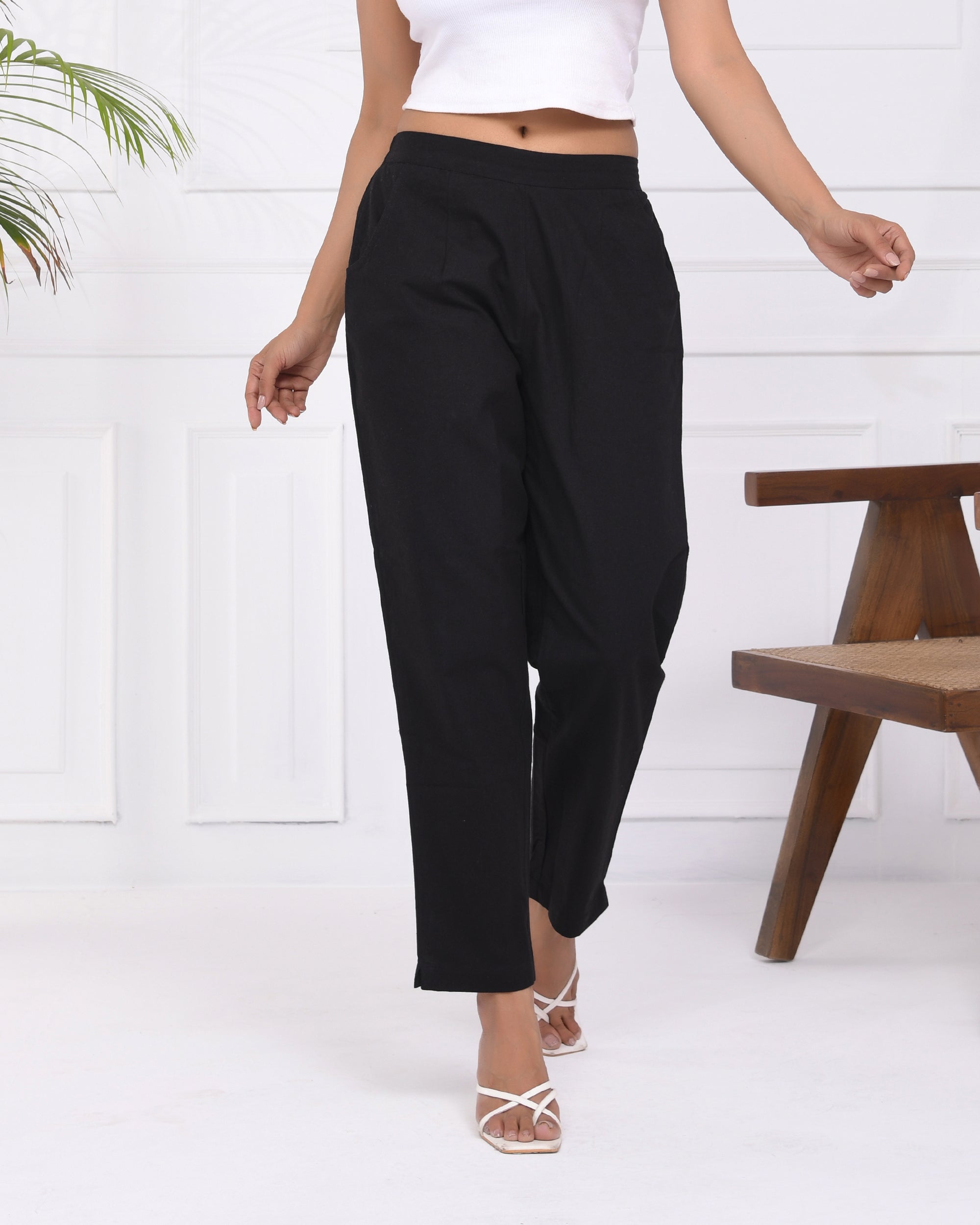 Kohl Black Cotton Pants