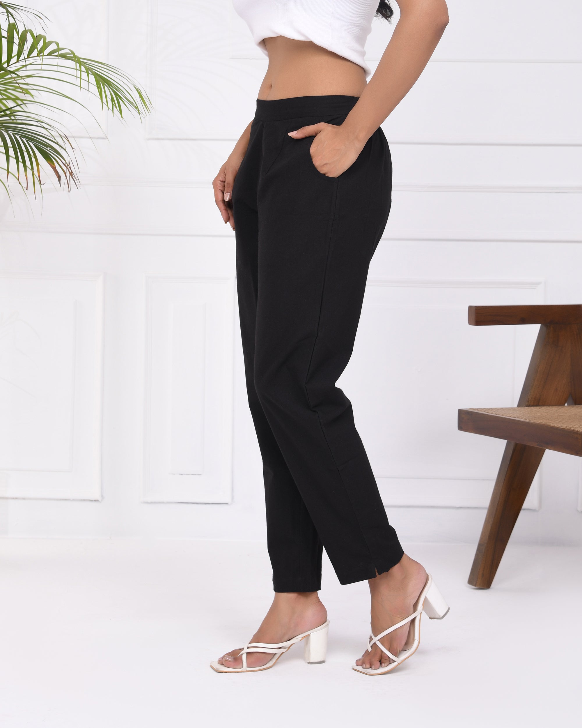 Kohl Black Cotton Pants