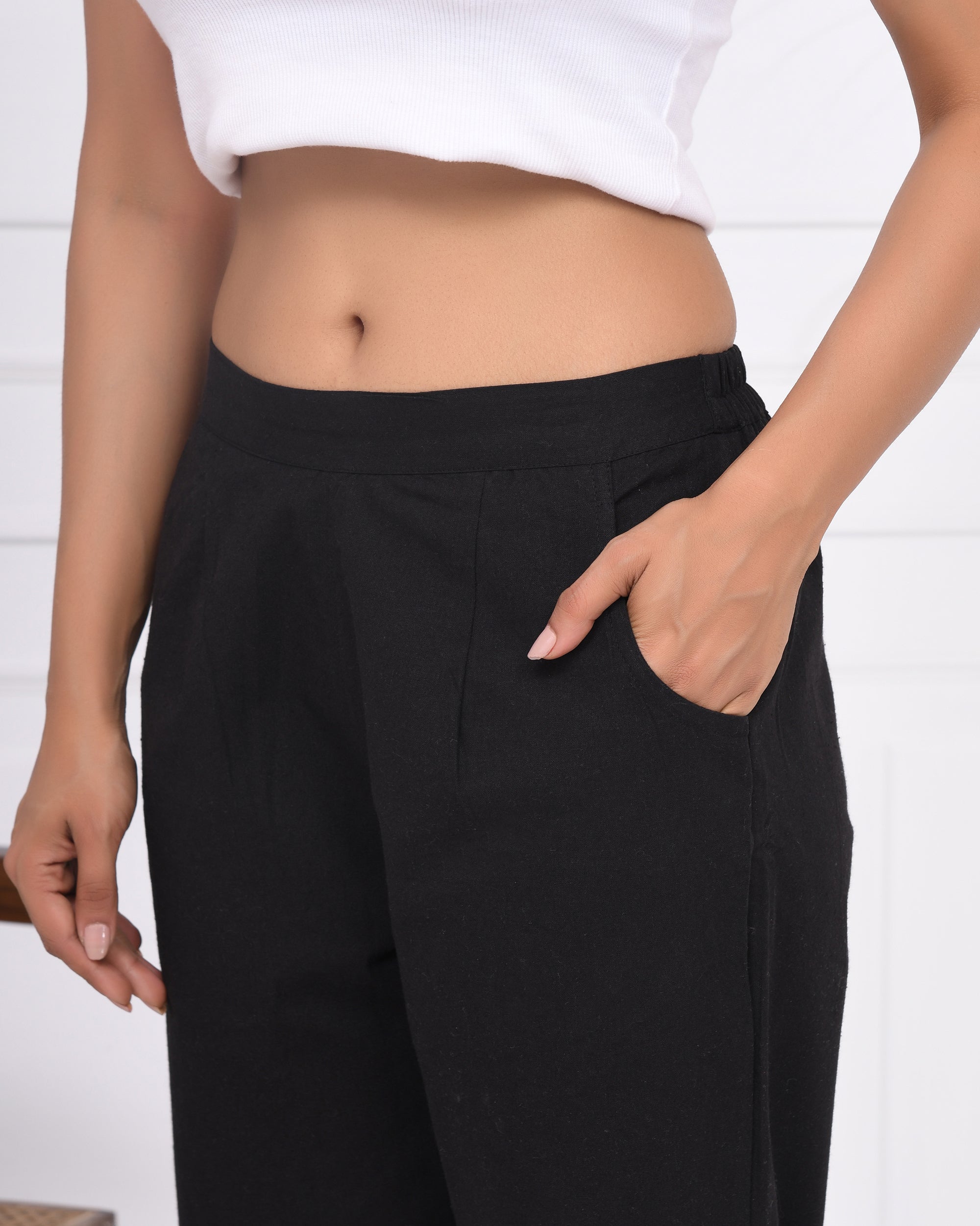 Kohl Black Cotton Pants