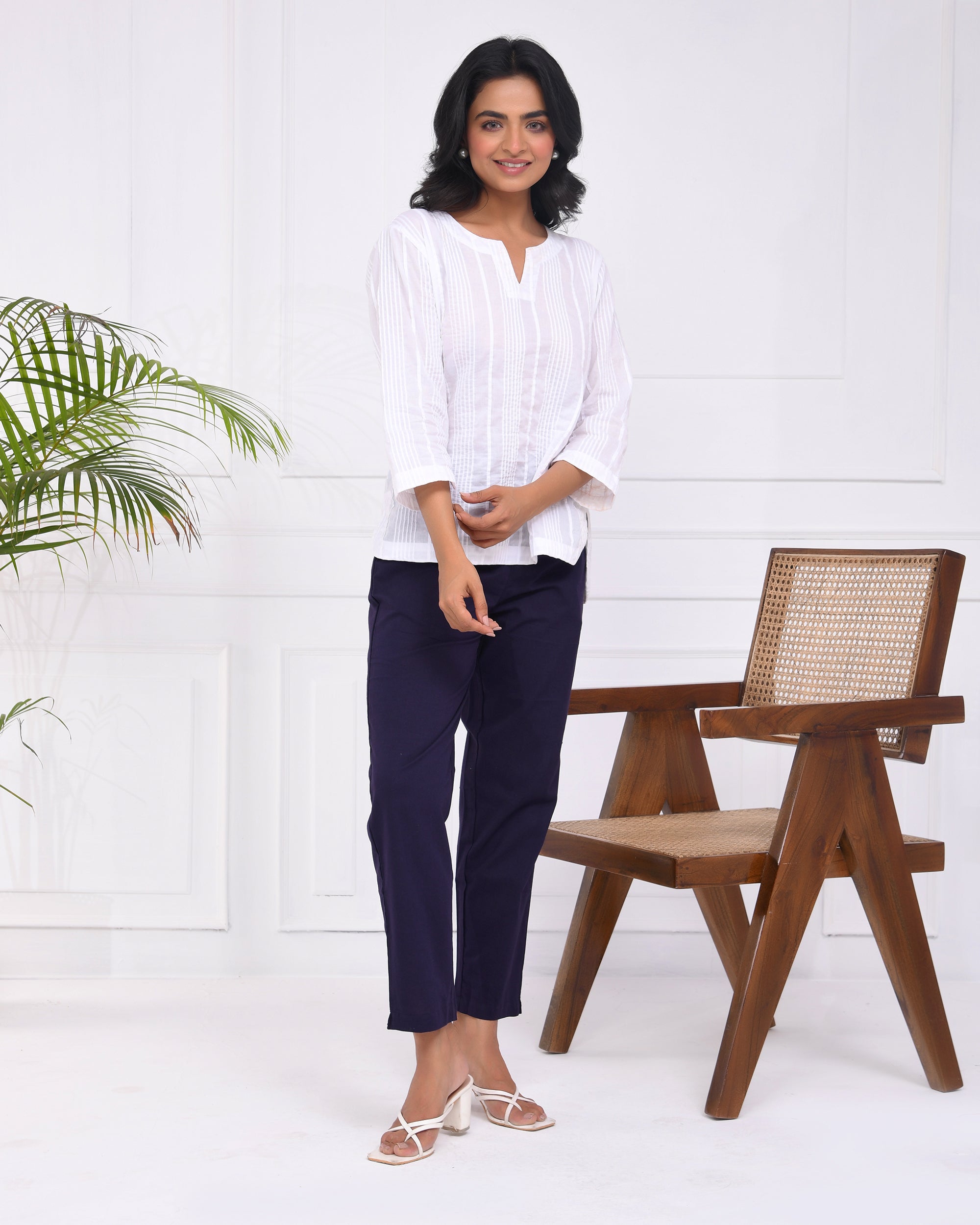 Navy Blue Cotton Pants