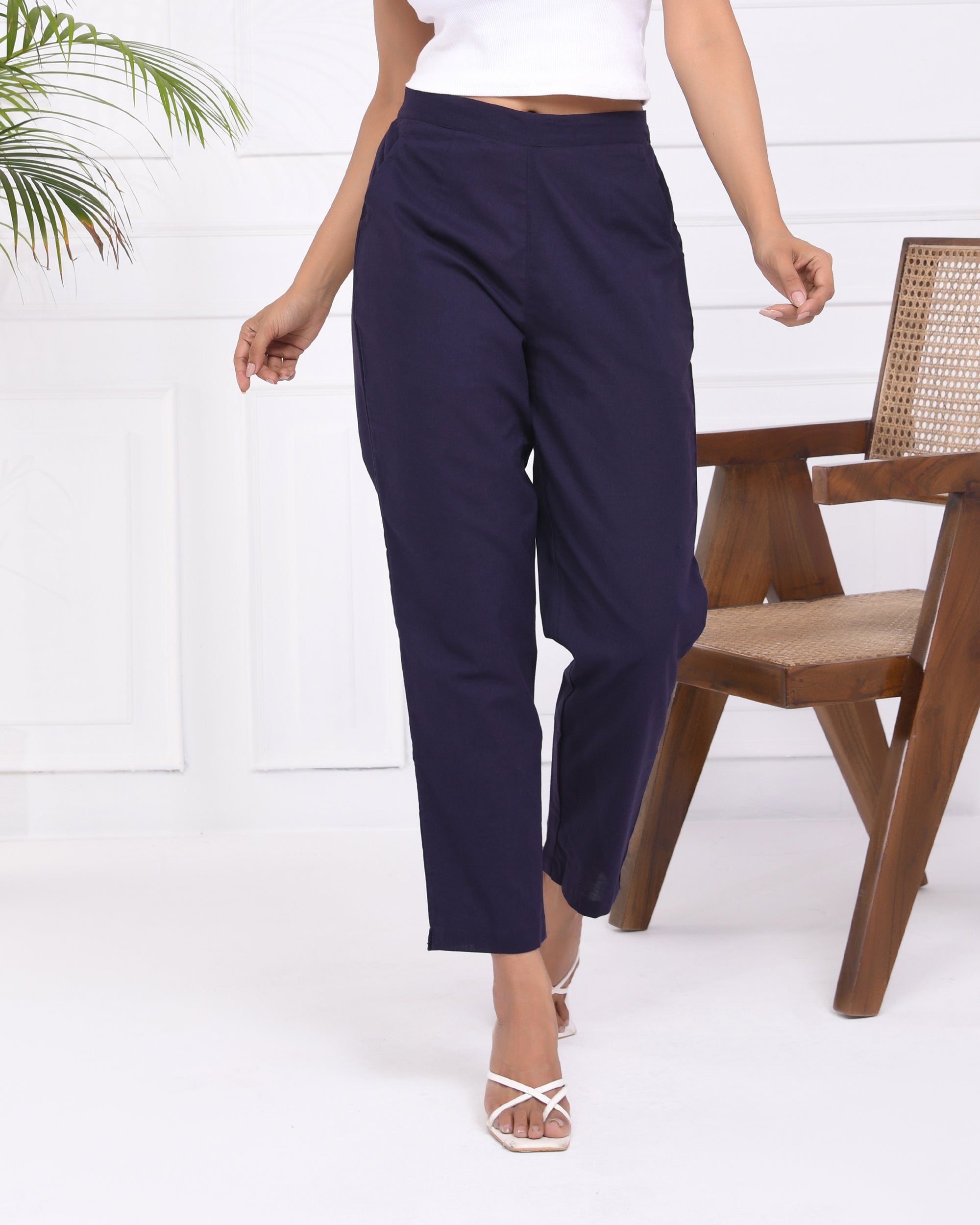 Navy Blue Cotton Pants