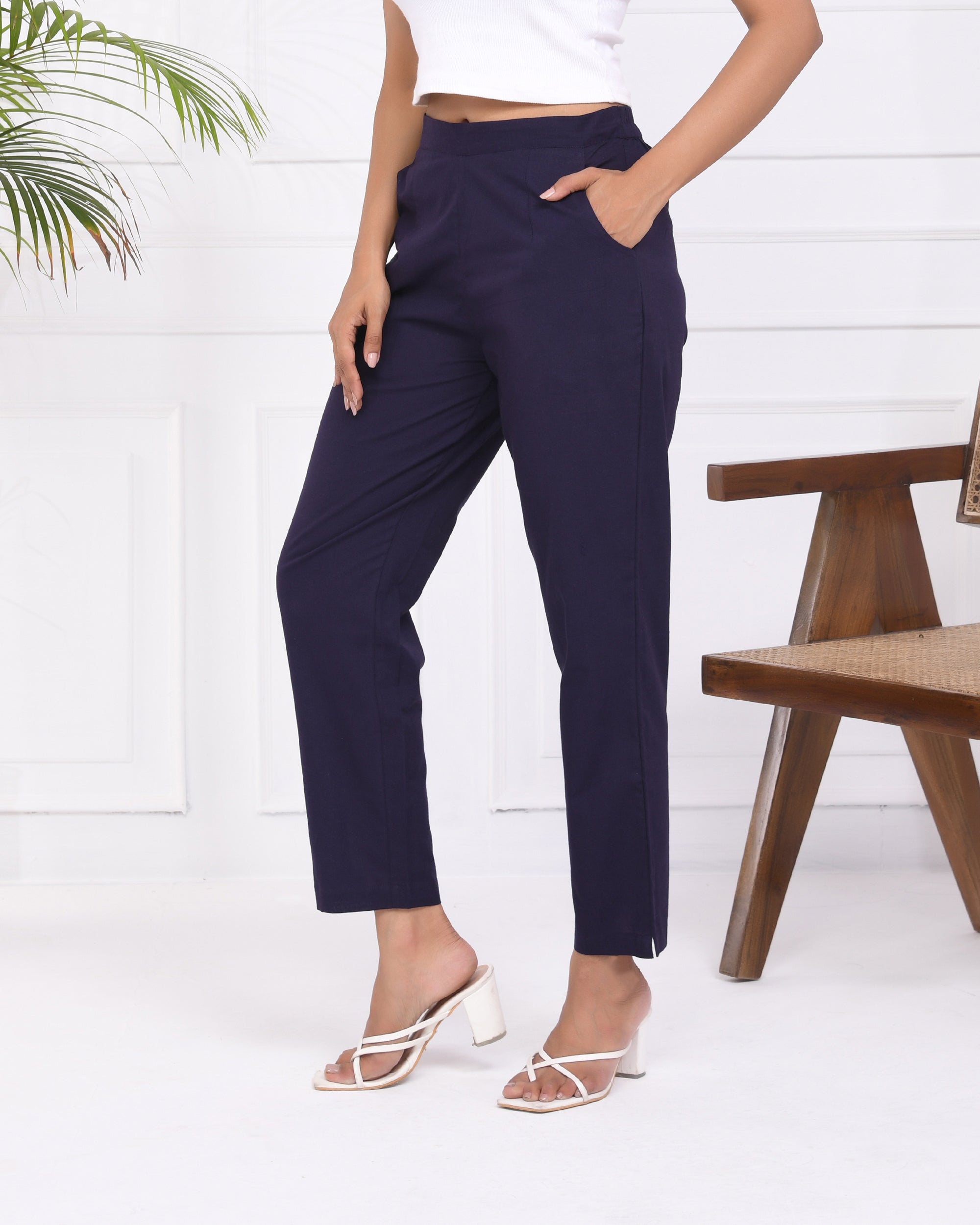 Navy Blue Cotton Pants