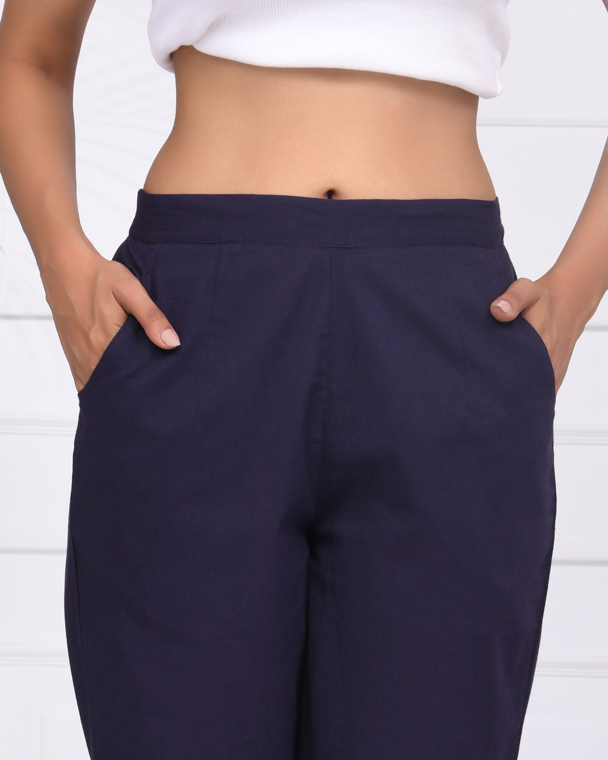 Navy Blue Cotton Pants