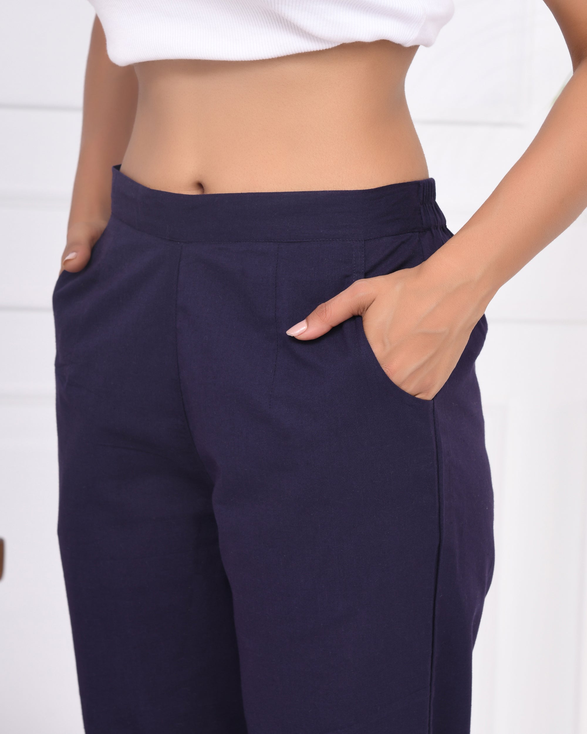 Navy Blue Cotton Pants