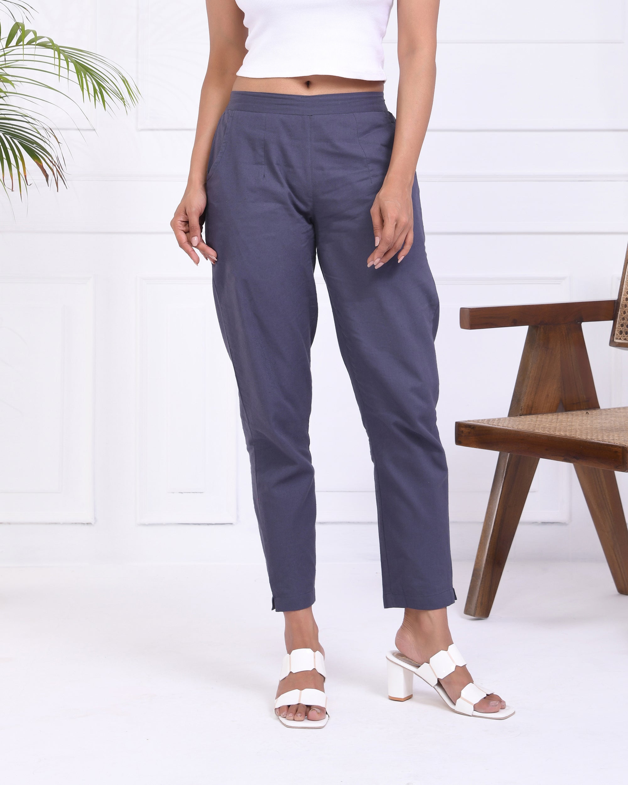 Cement Grey Cotton Pants