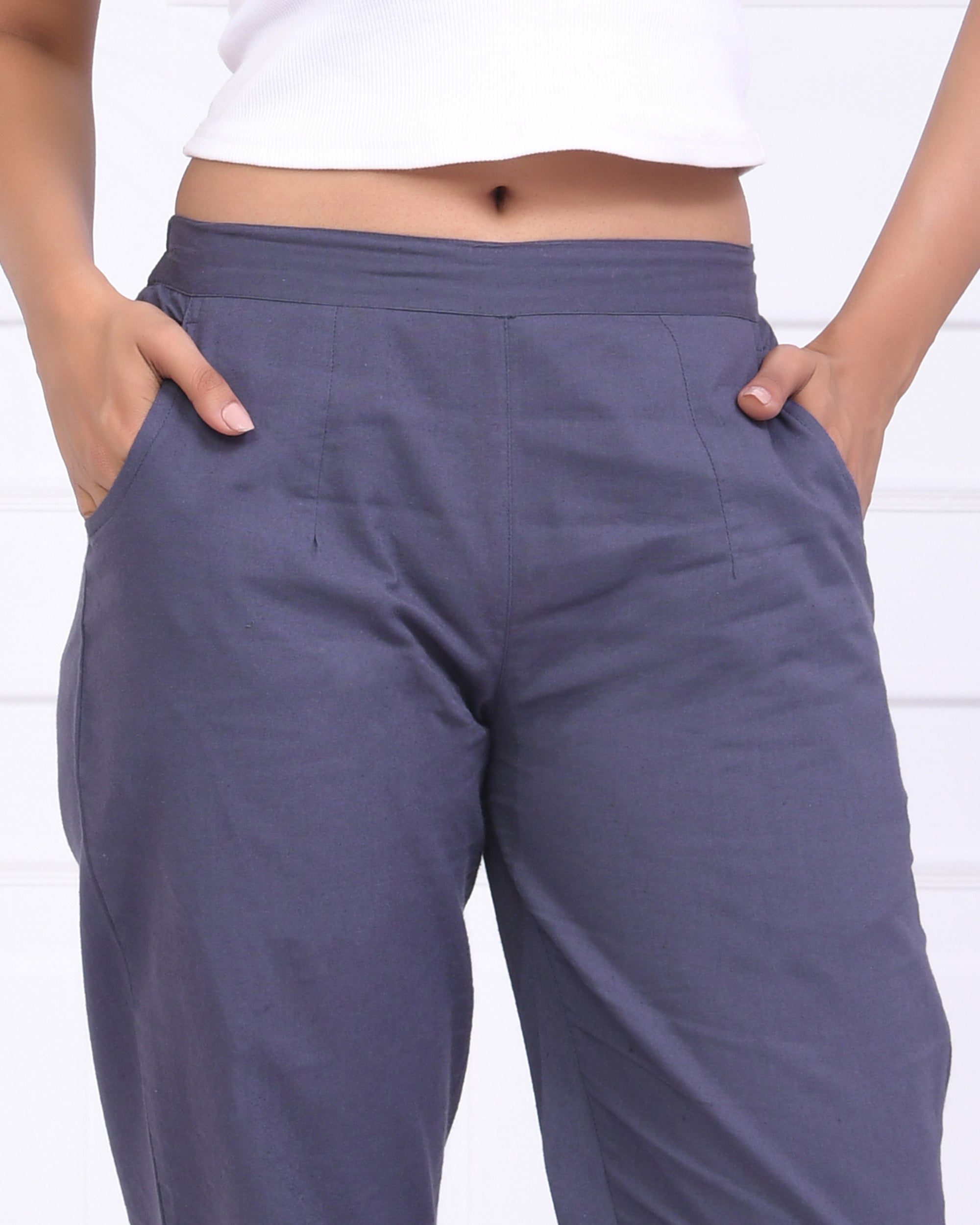 Cement Grey Cotton Pants