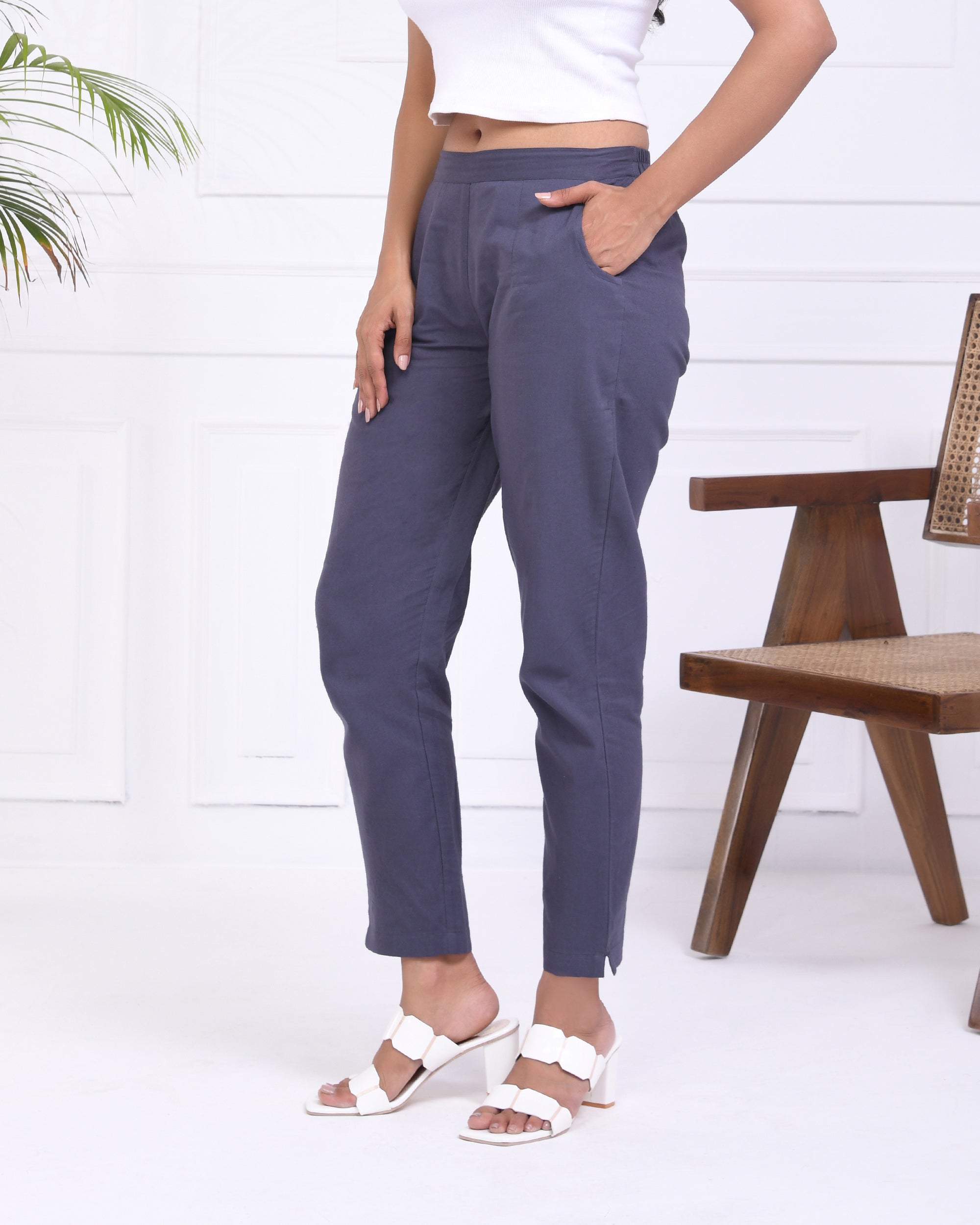 Cement Grey Cotton Pants