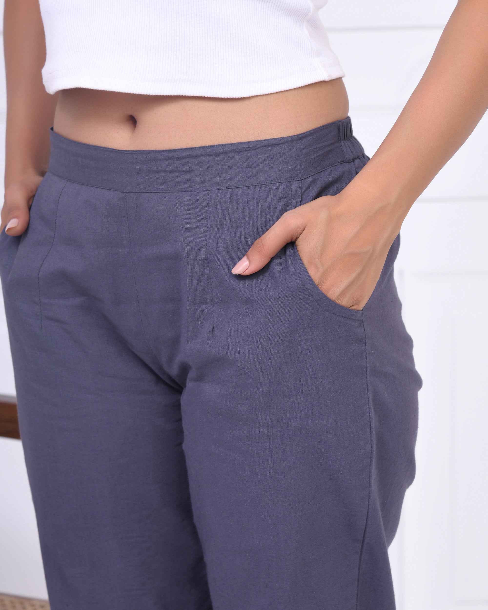 Cement Grey Cotton Pants