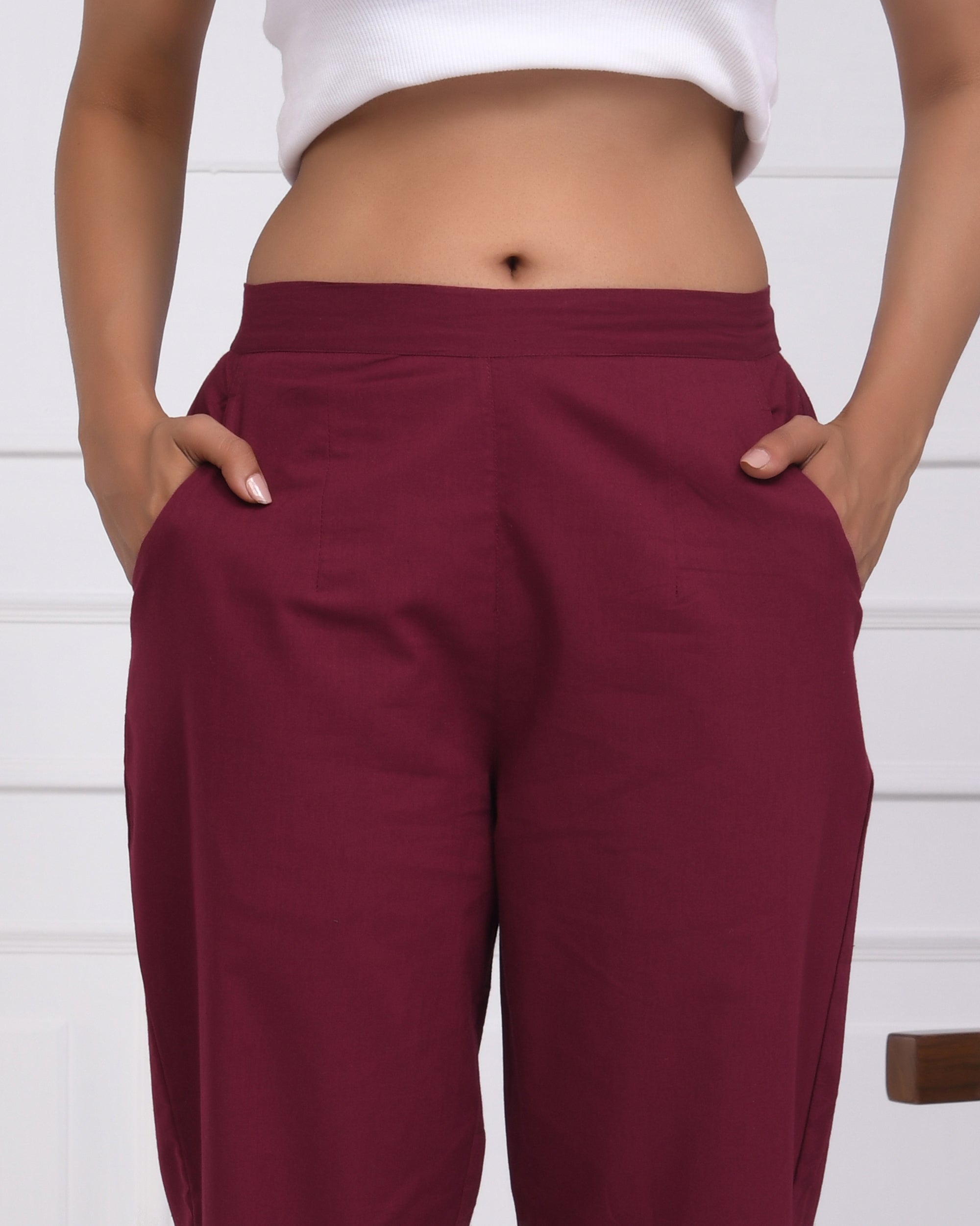 Classic Wine Cotton Pants
