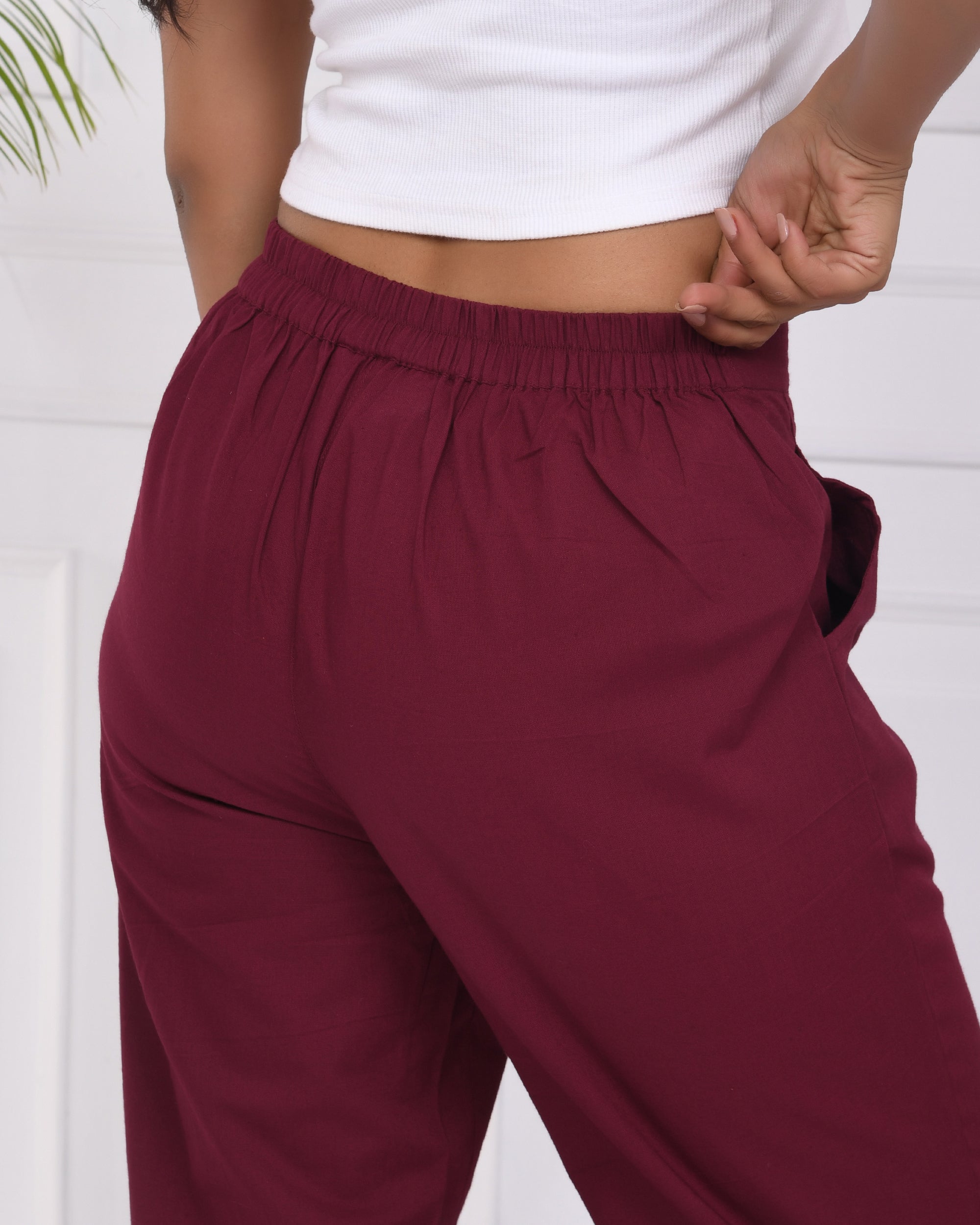 Classic Wine Cotton Pants