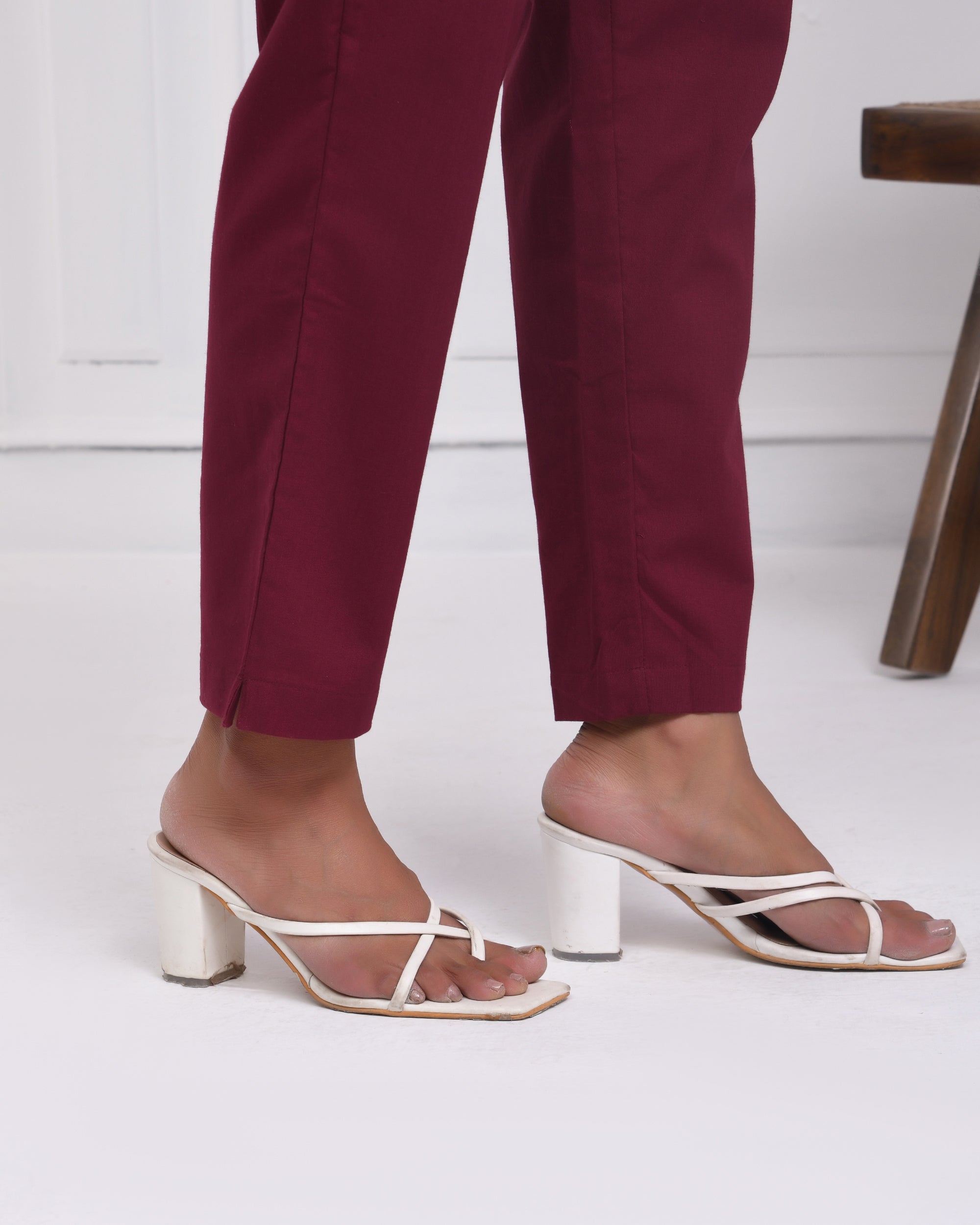 Classic Wine Cotton Pants