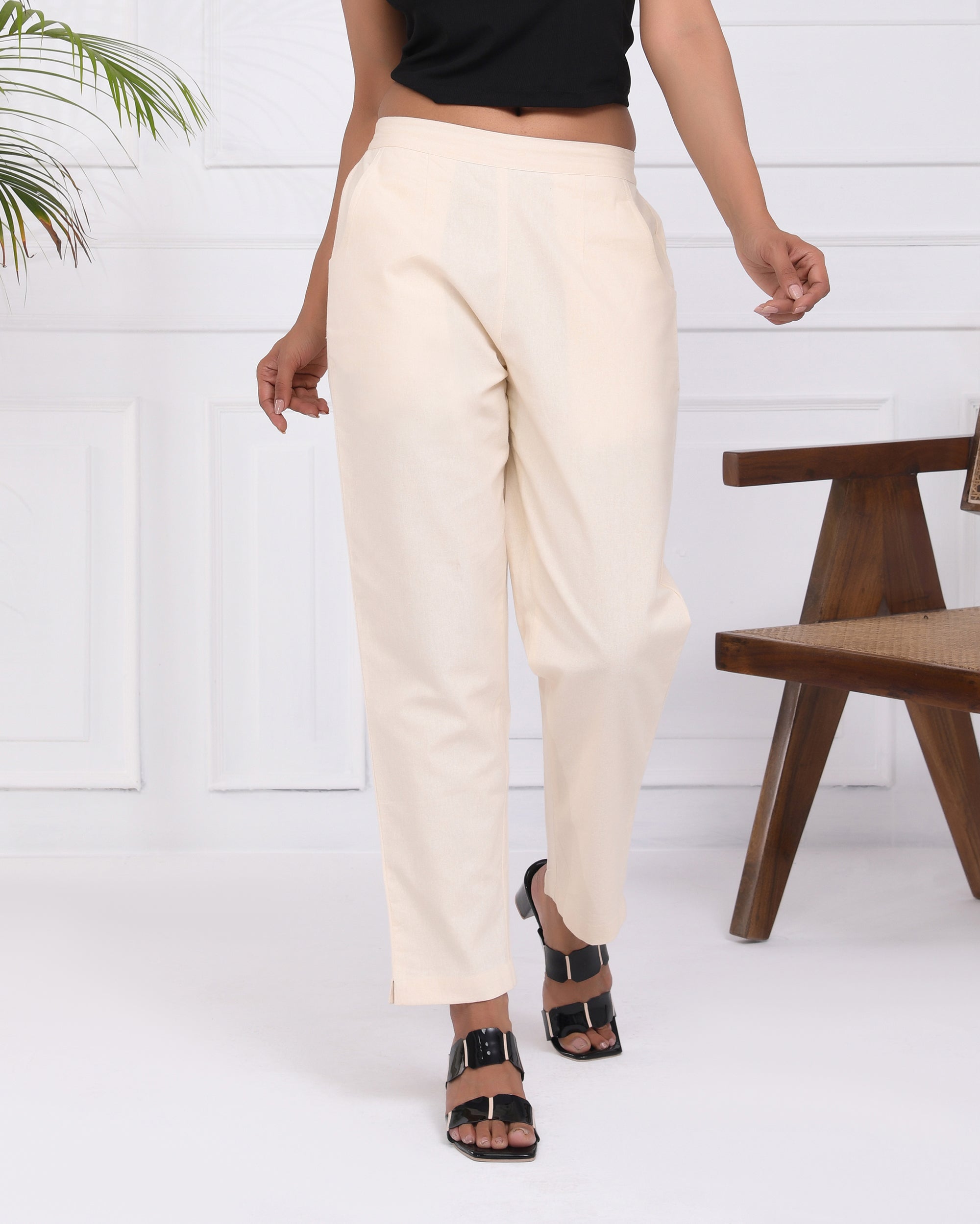 Suede Beige Cotton Pants