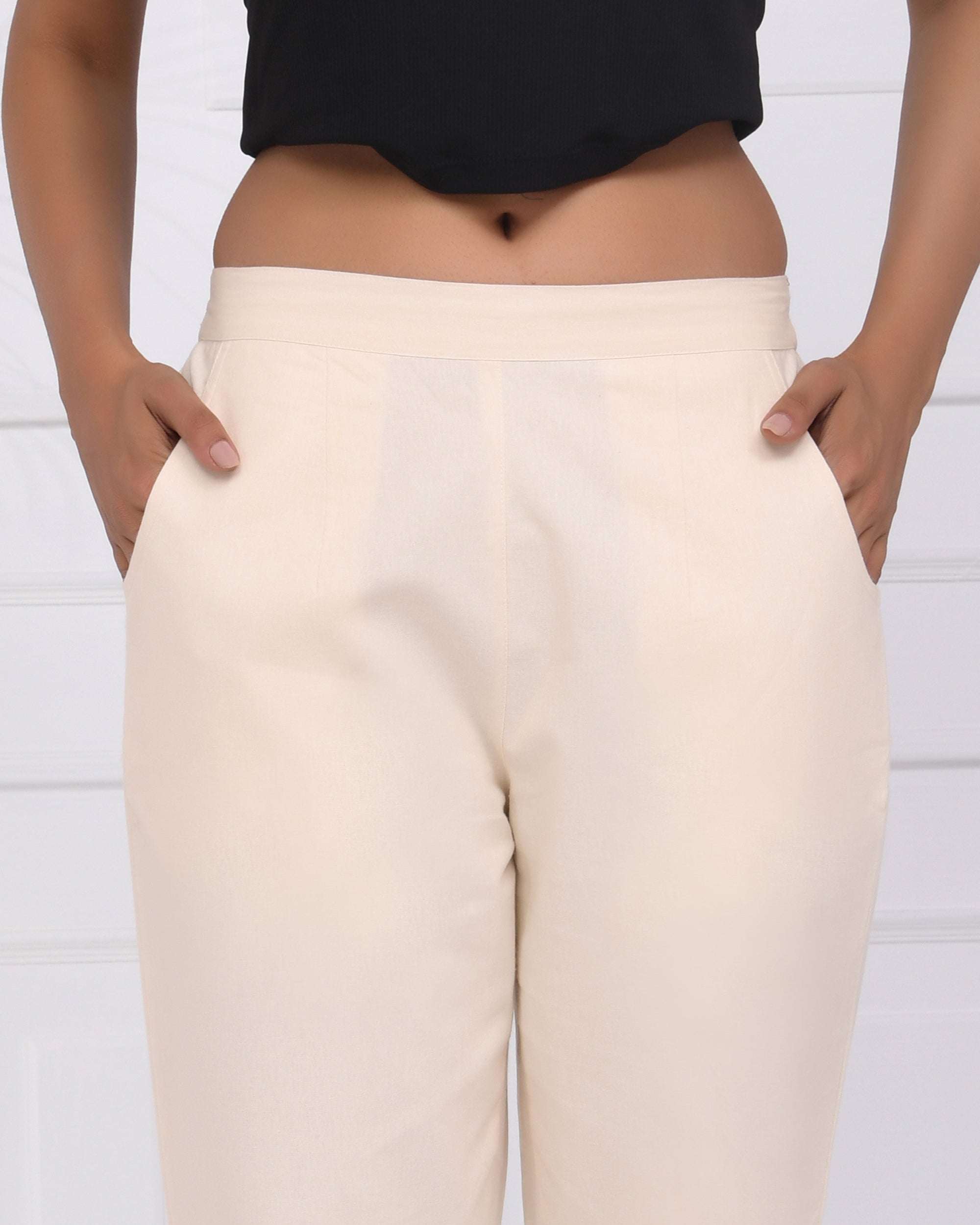 Suede Beige Cotton Pants