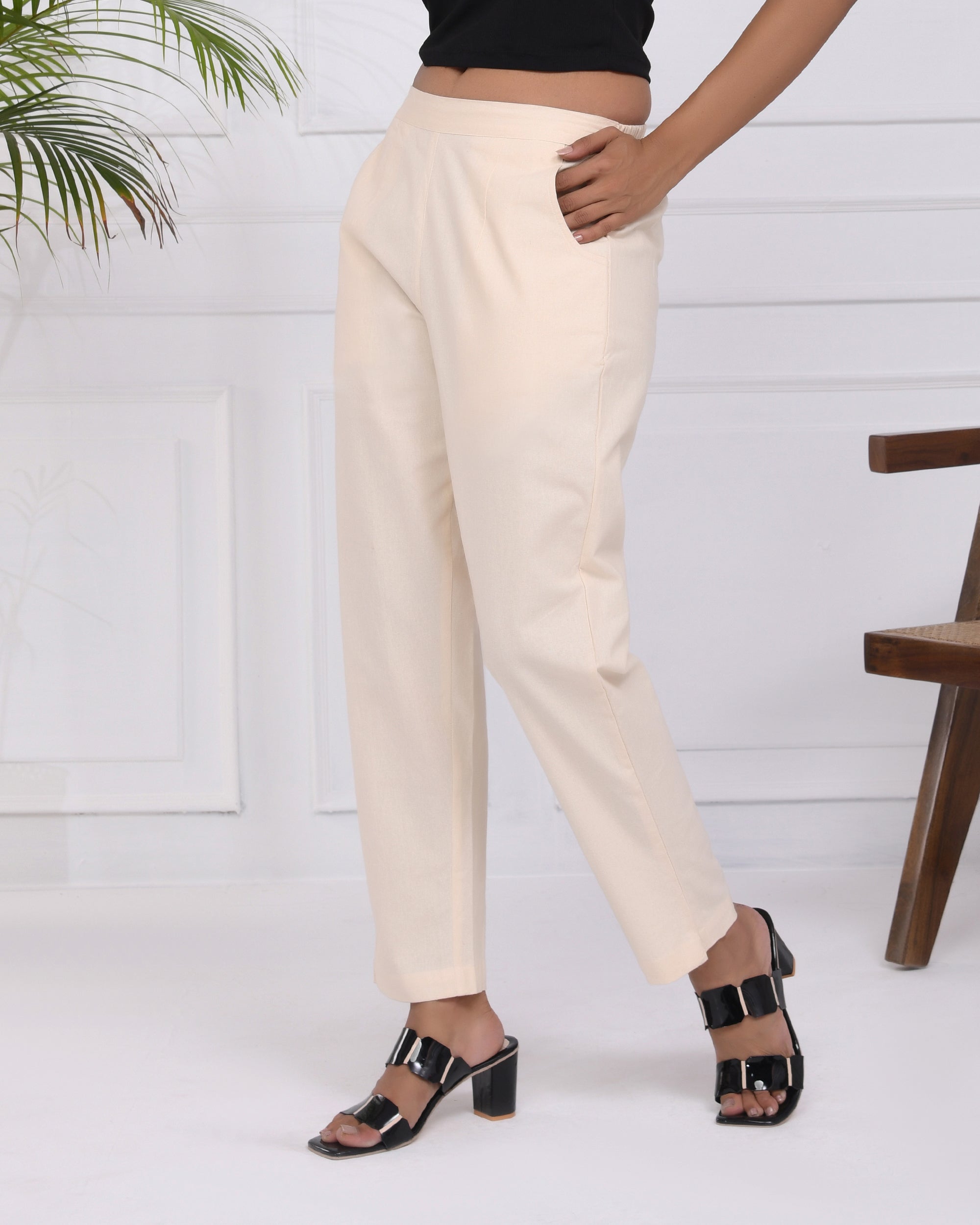 Suede Beige Cotton Pants