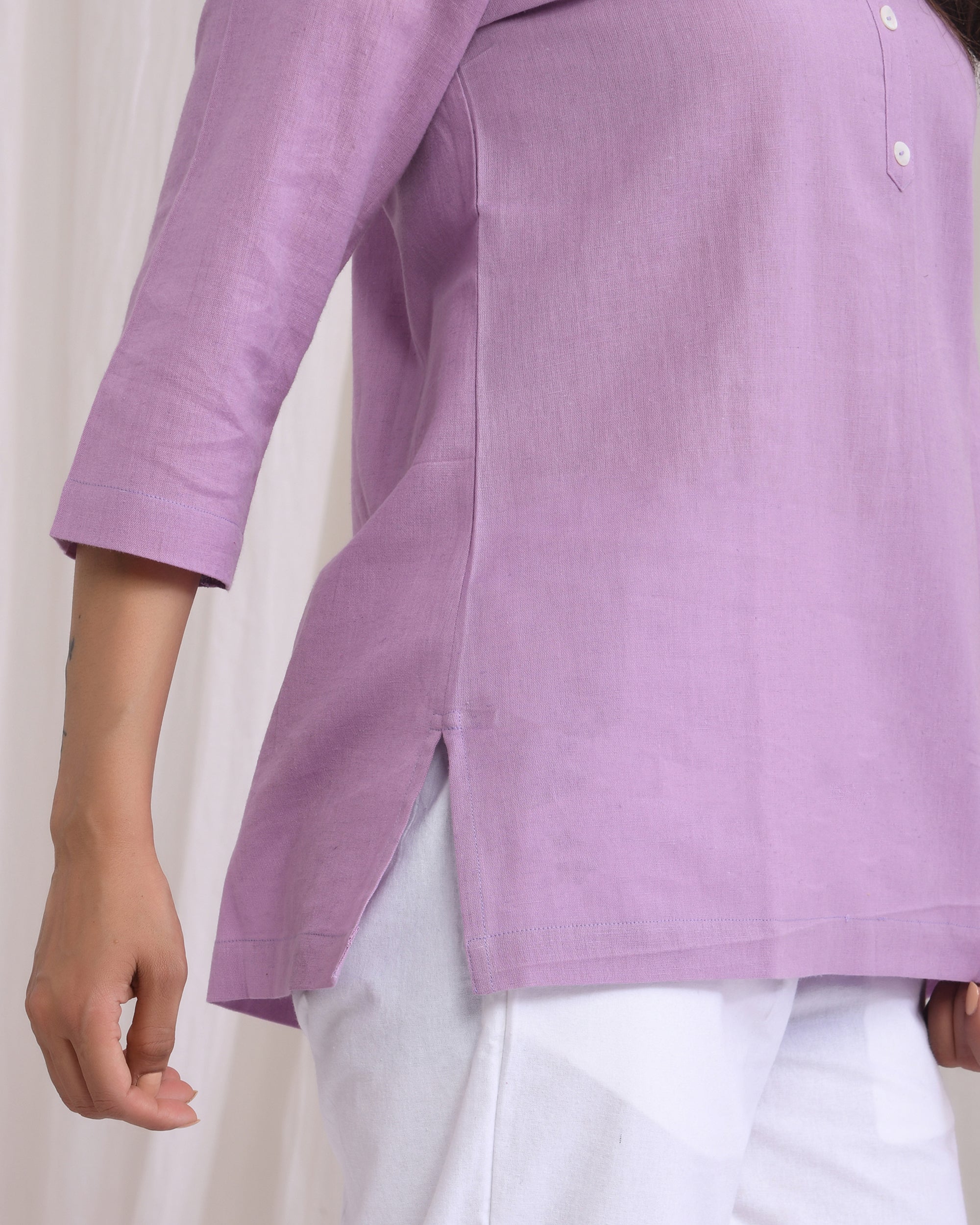 Lilac Airy Linen Short Kurta