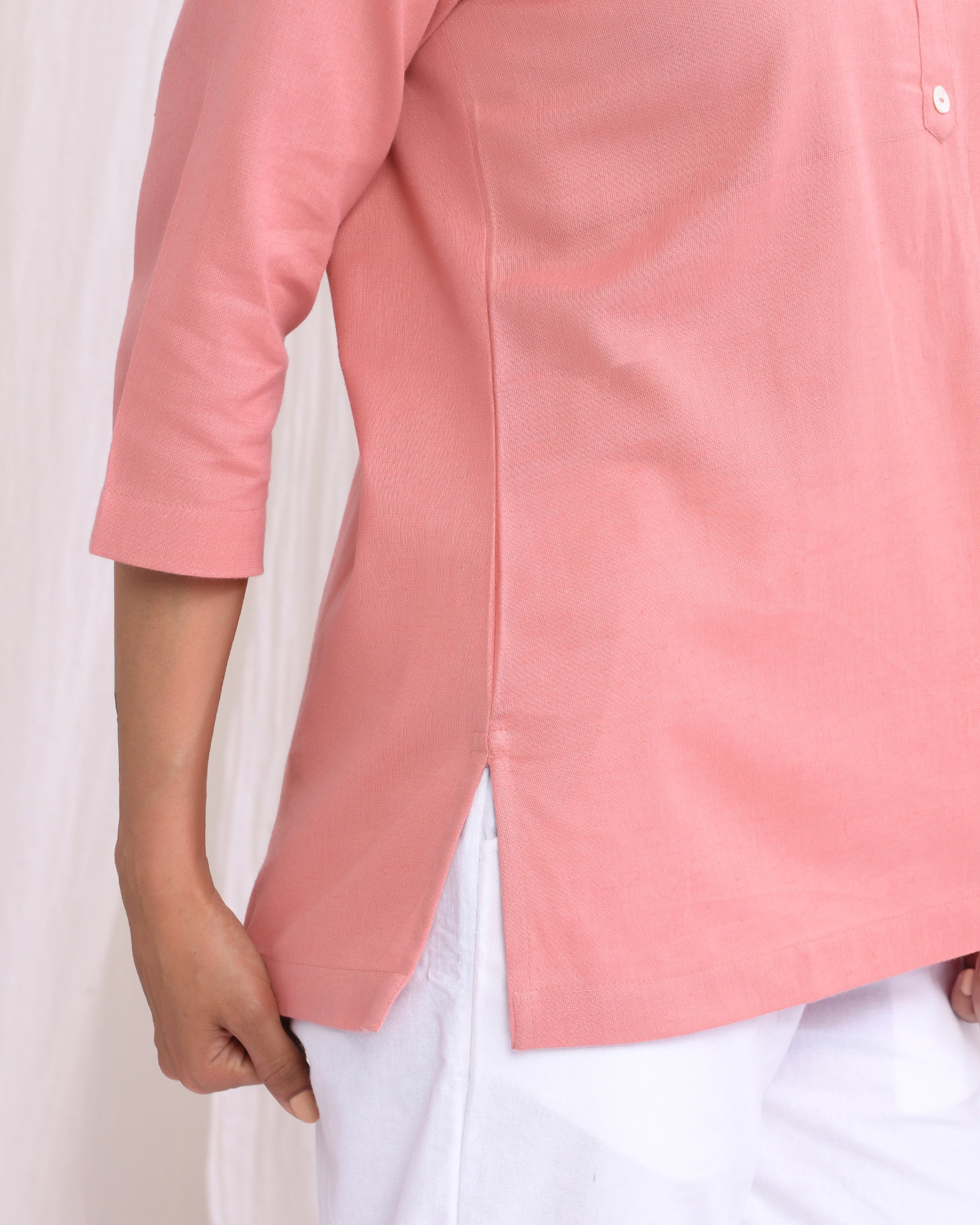 Rose Taupe Airy Linen Short Kurta