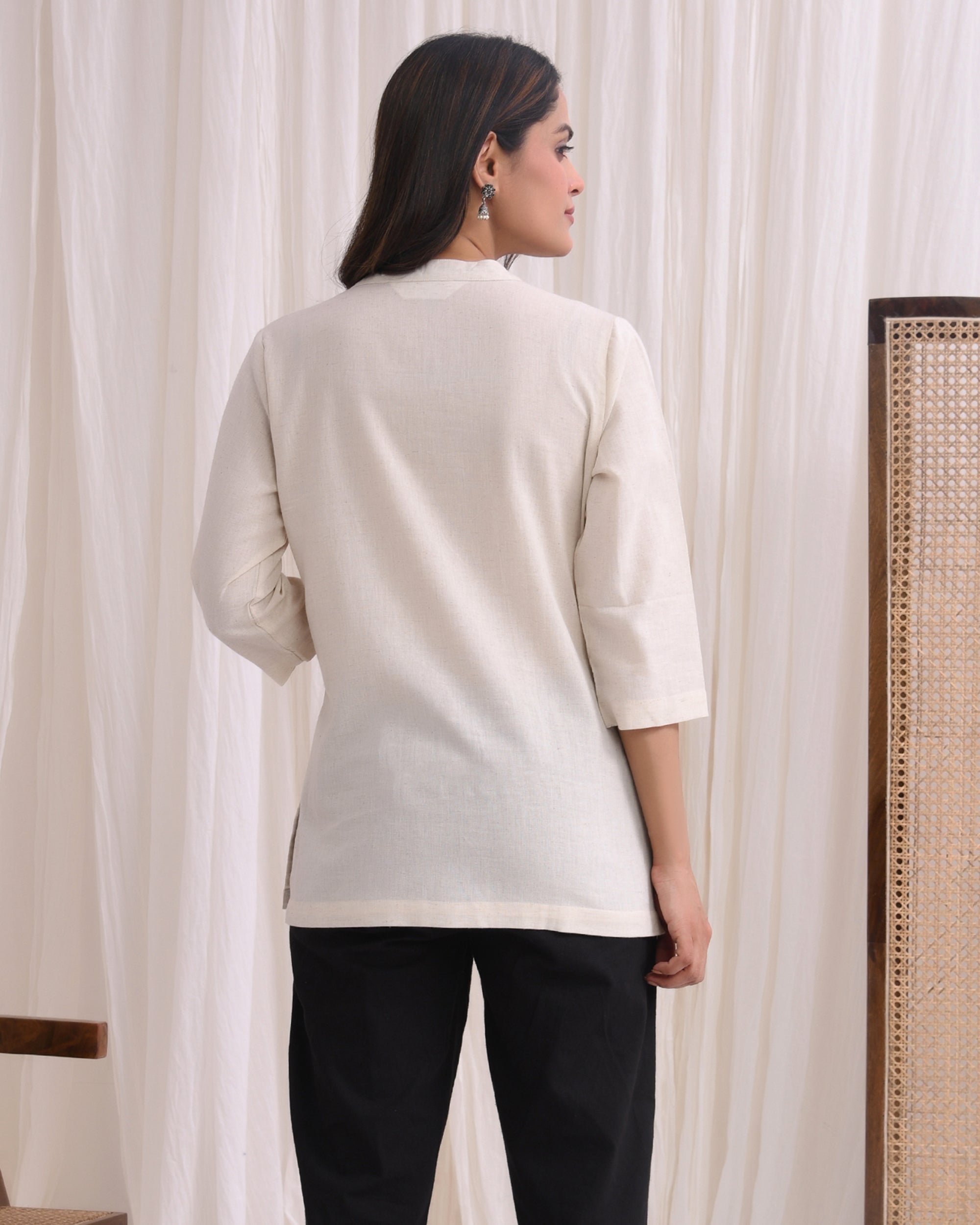 Ecru Airy Linen Short Kurta