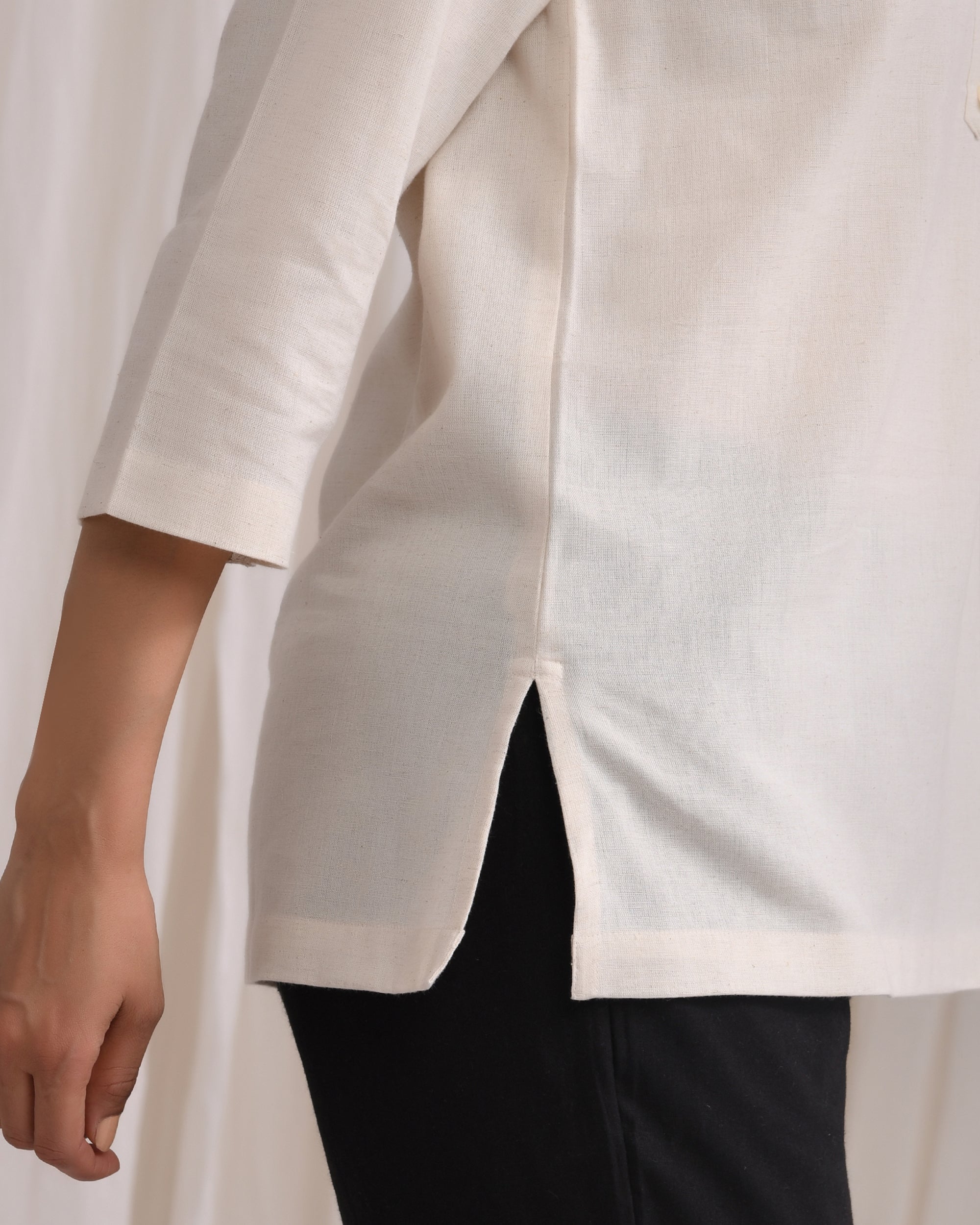 Ecru Airy Linen Short Kurta