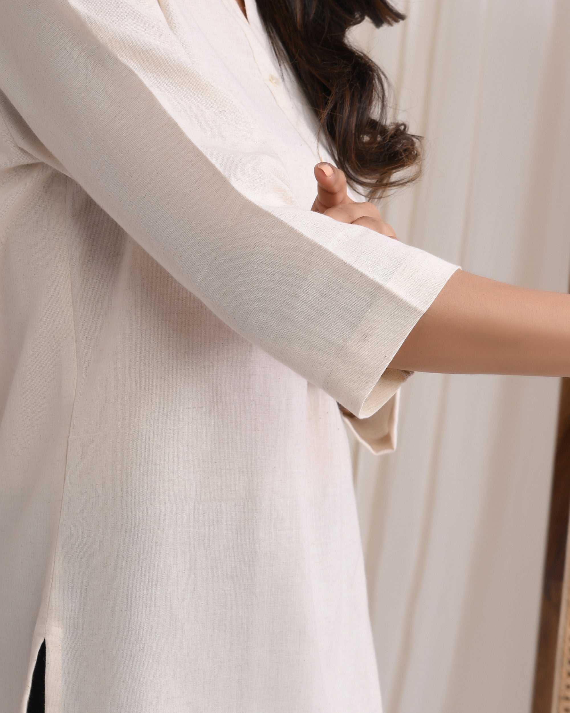 Ecru Airy Linen Short Kurta