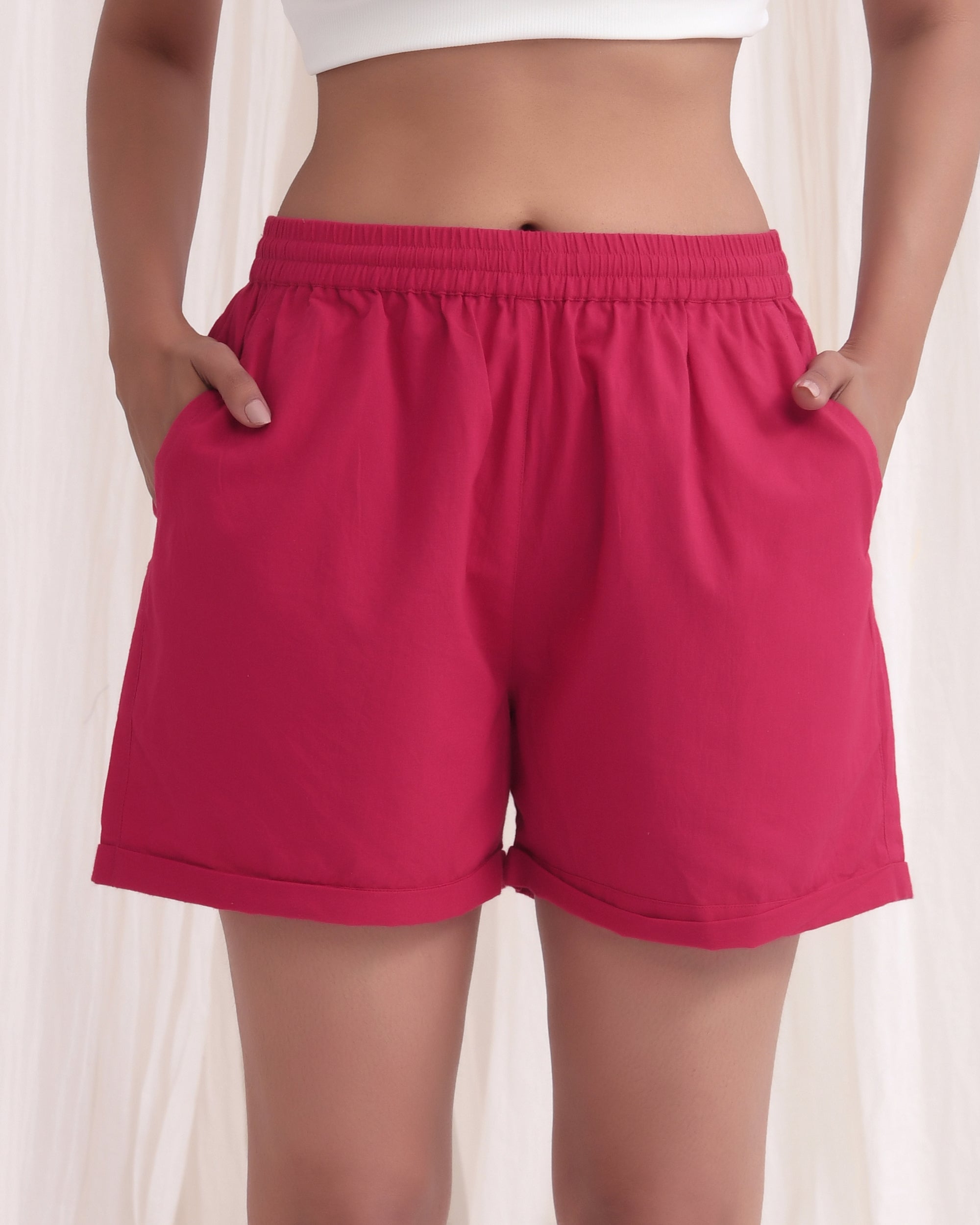 Fushia Pink Cotton Shorts