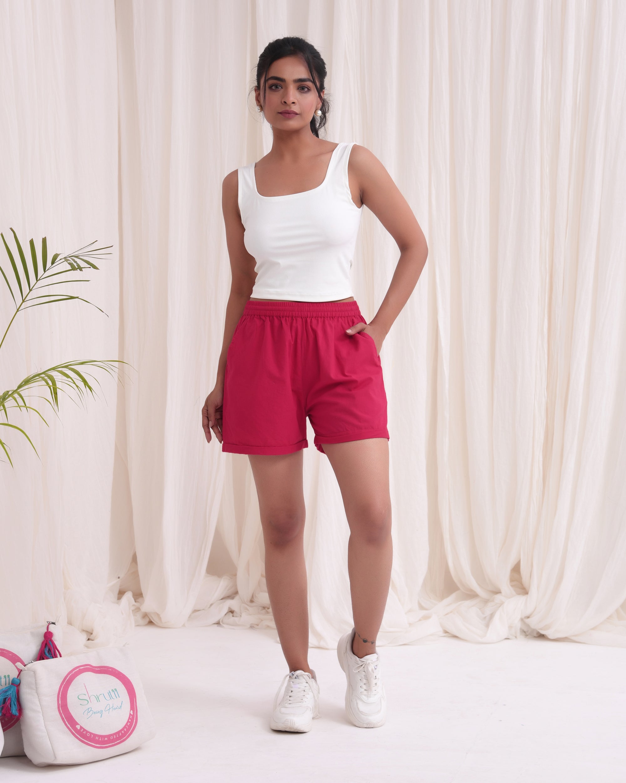 Fushia Pink Cotton Shorts