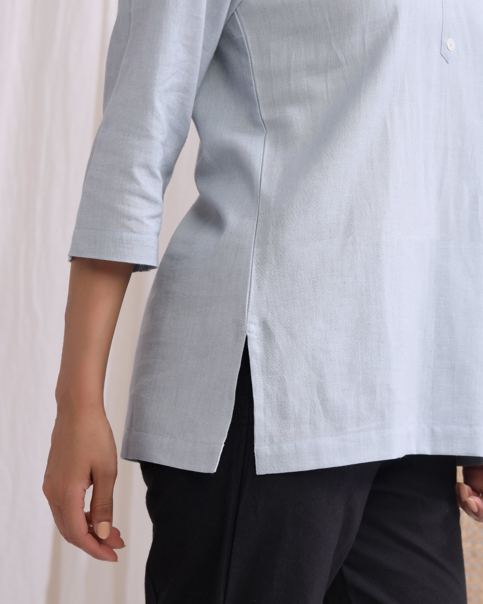 Light Grey Airy Linen Short Kurta