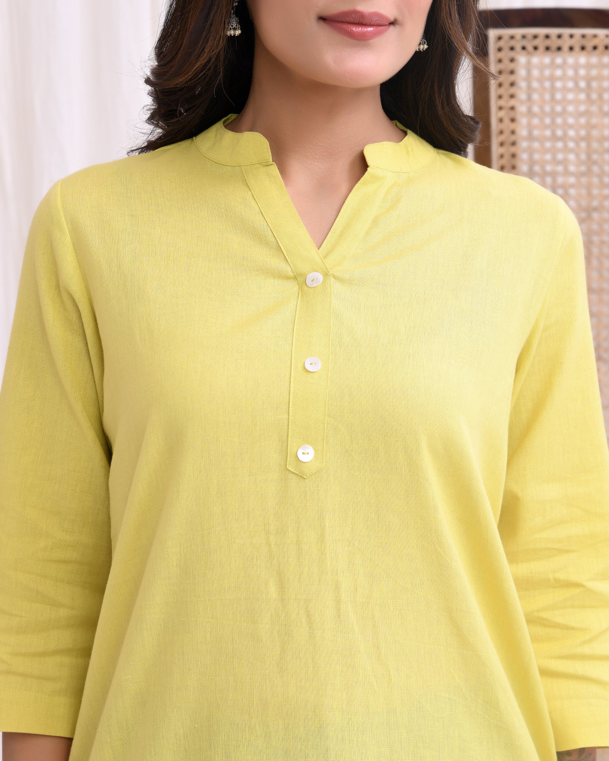 Pistachio Green Airy Linen Short Kurta
