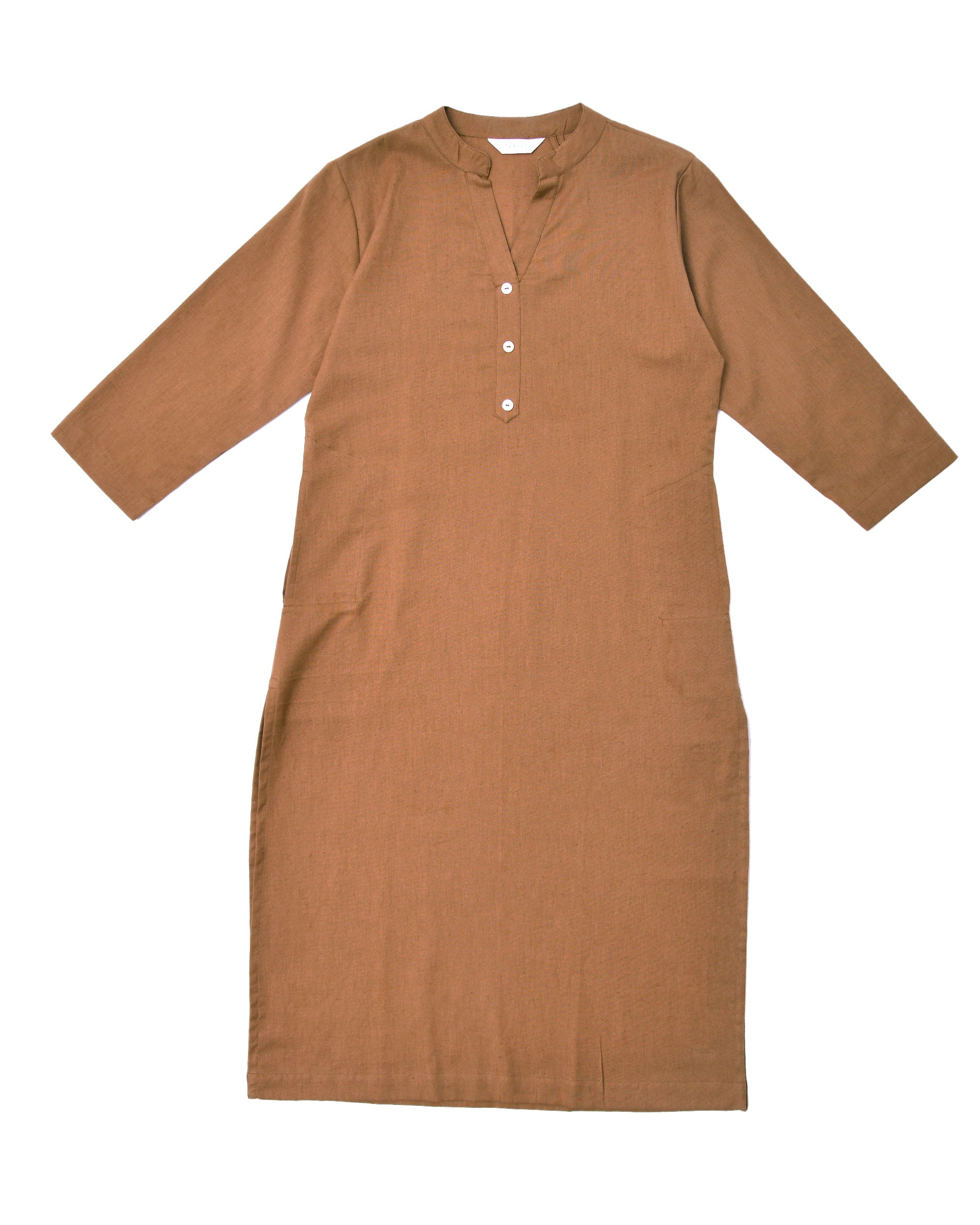 Camel Brown Airy Linen Long Kurta