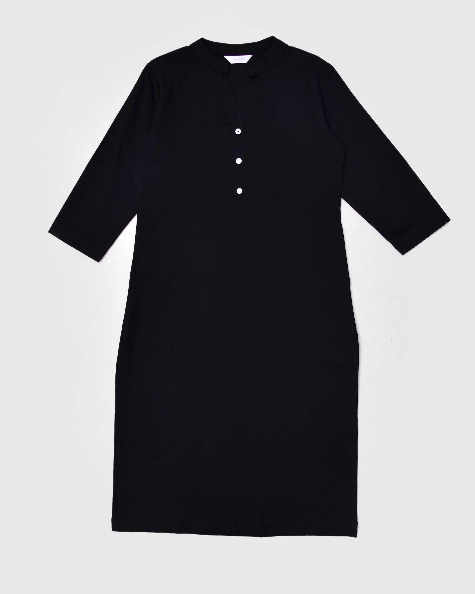 Kohl Black Airy Linen Long Kurta
