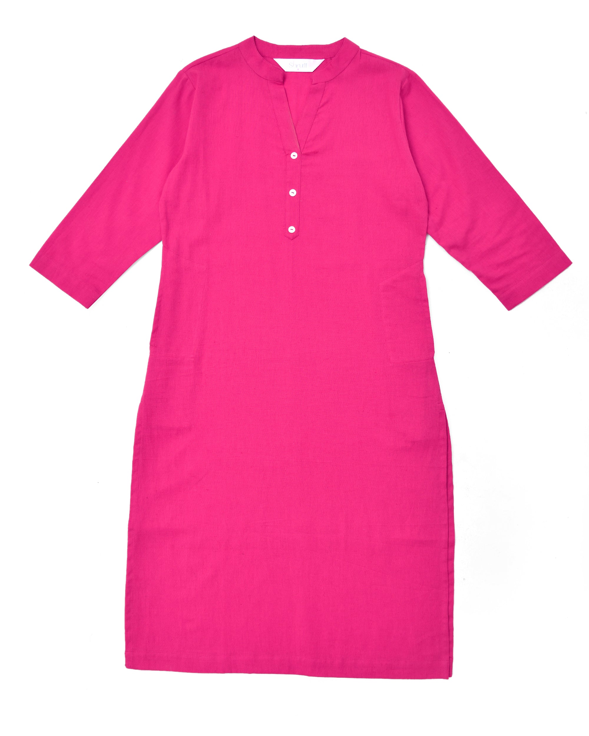 Bubble Gum Pink Airy Linen Long Kurta